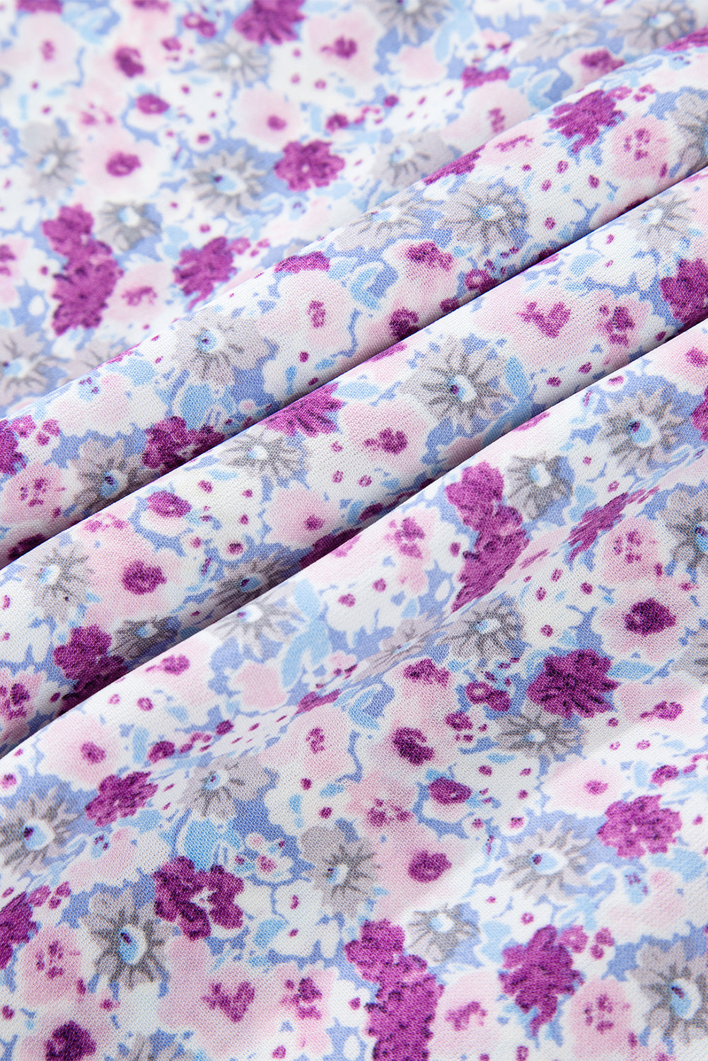 LivelyLooks Floral Bubble Sleeve Shirred High Waist Maxi Dress Purple Square Neck S-XL women's fashion
