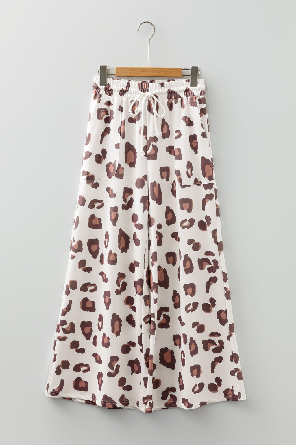 Shop Leopard Print Wide Leg Trousers Drawstring Waist S-XL at LivelyLooks