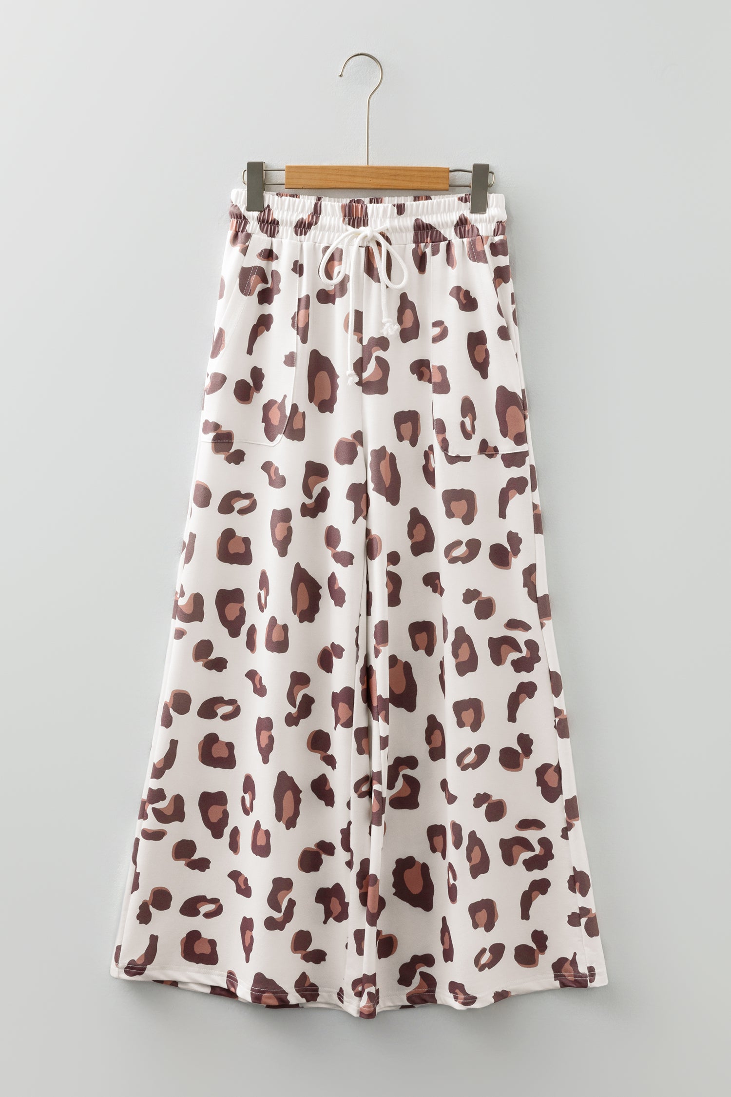 Shop Leopard Print Wide Leg Trousers Drawstring Waist S-XL at LivelyLooks
