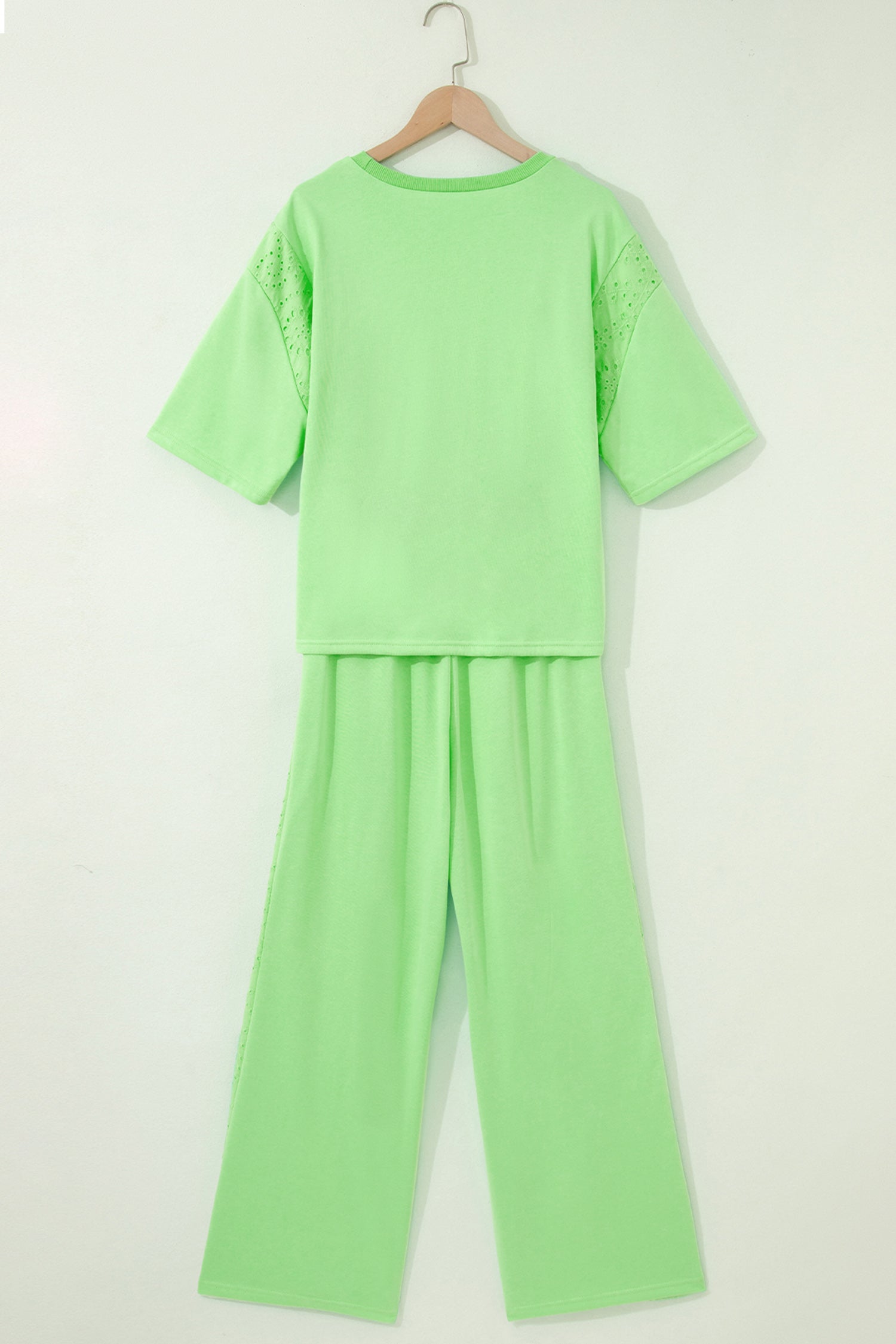Lace Patchwork Half Sleeve Top & Wide Leg Trousers Set | 3 Colours | Sizes 8-22