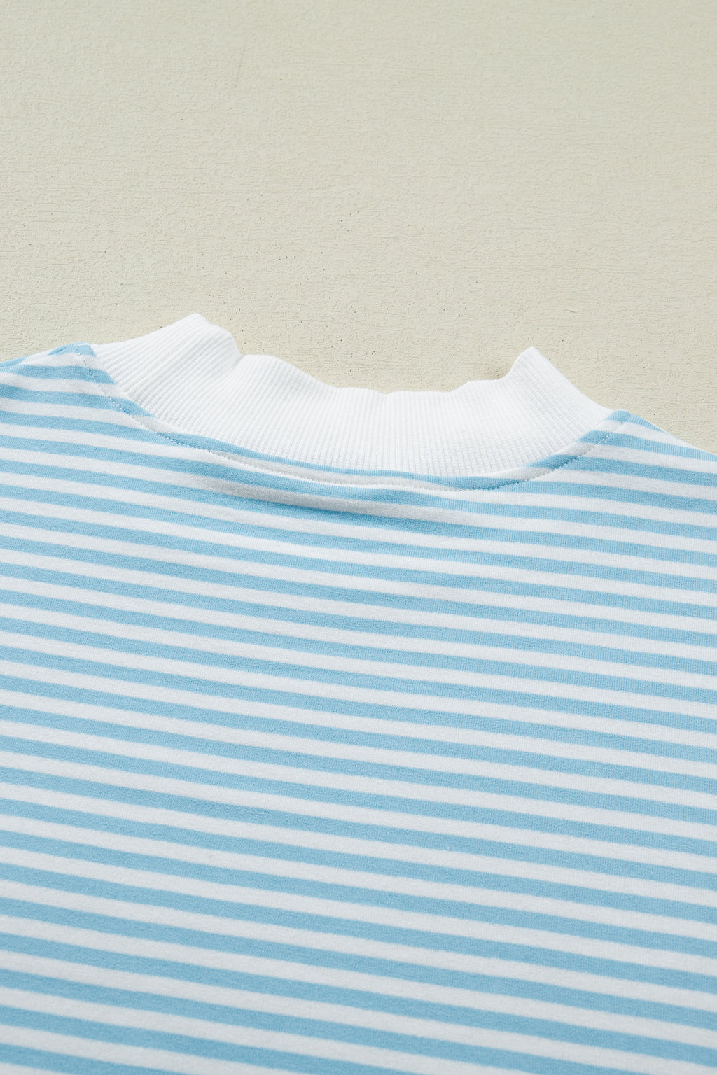 Striped Cuffed Sleeve Mock Neck Tee & Shorts Co-ord | Sky Blue, Pink & Green
