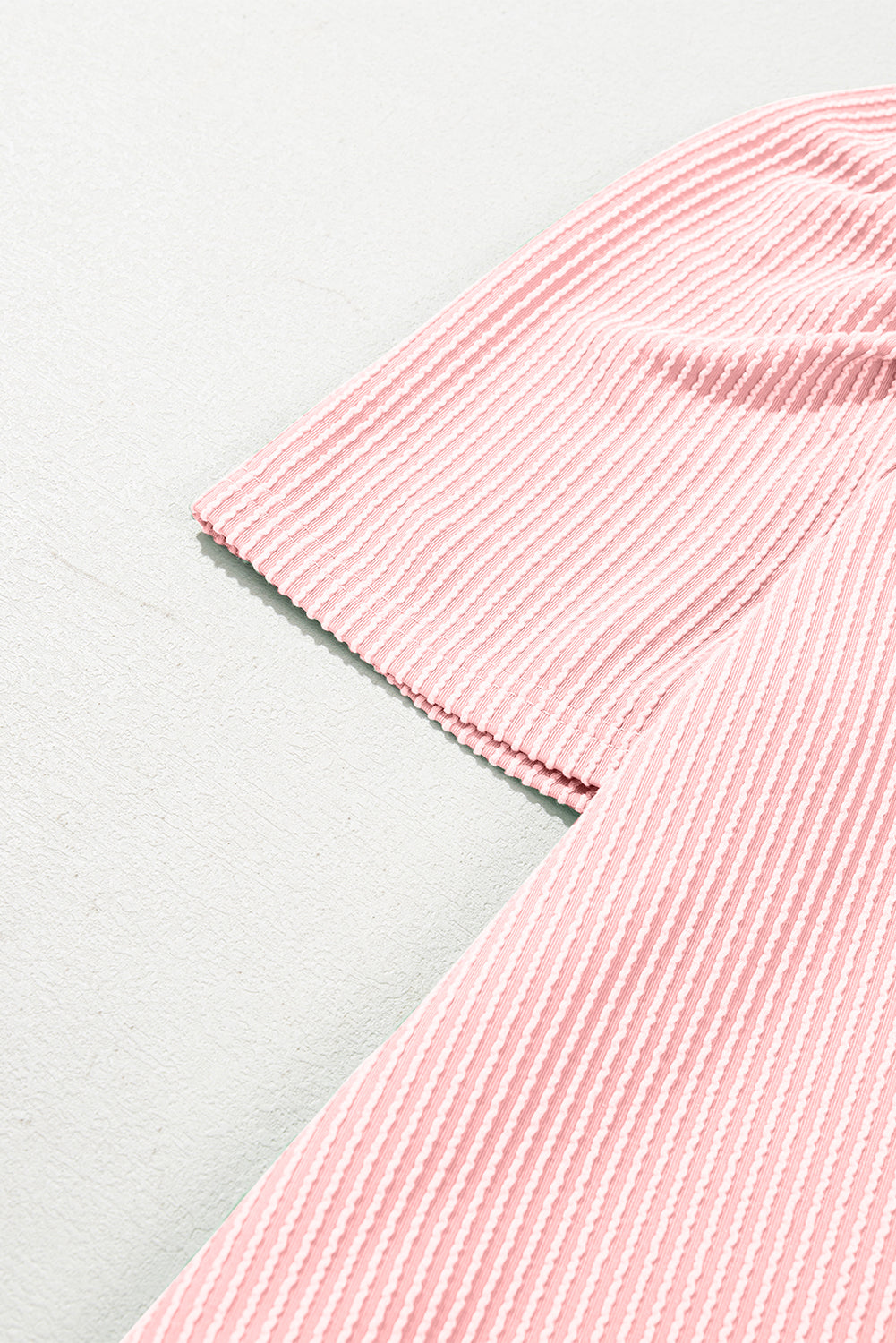 Corded Knit Crew Neck Puff Sleeve Shift Mini Dress S-XL