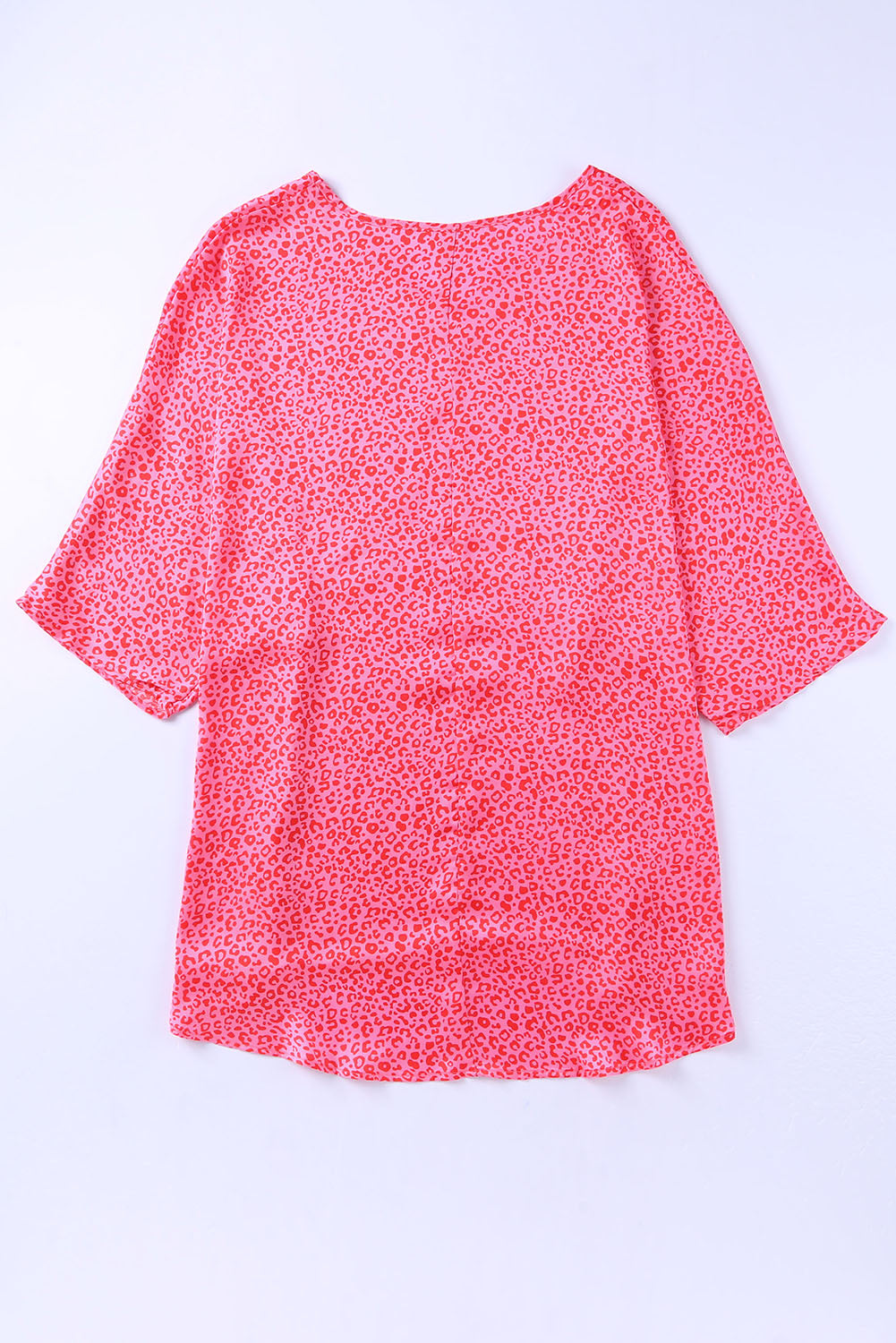 Shop Women's Leopard Print Oversized V-Neck Half Sleeve Top Blouse Pink Rose at LivelyLooks