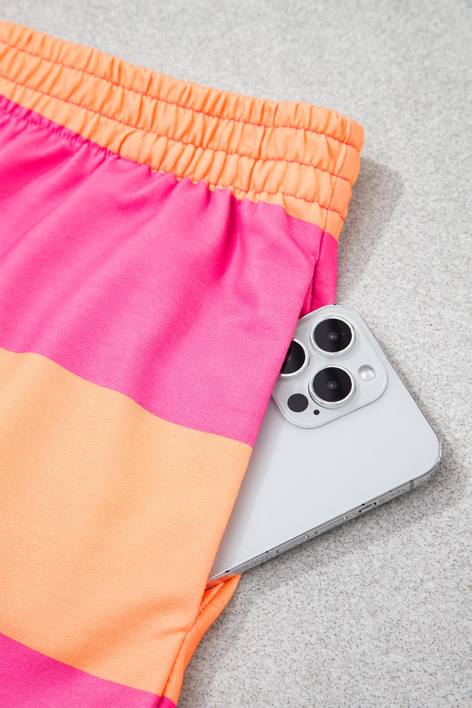 Seam Detail Half-Zip Tee & Casual Shorts Co-ord | Pink, Sky Blue & Yellow Stripe