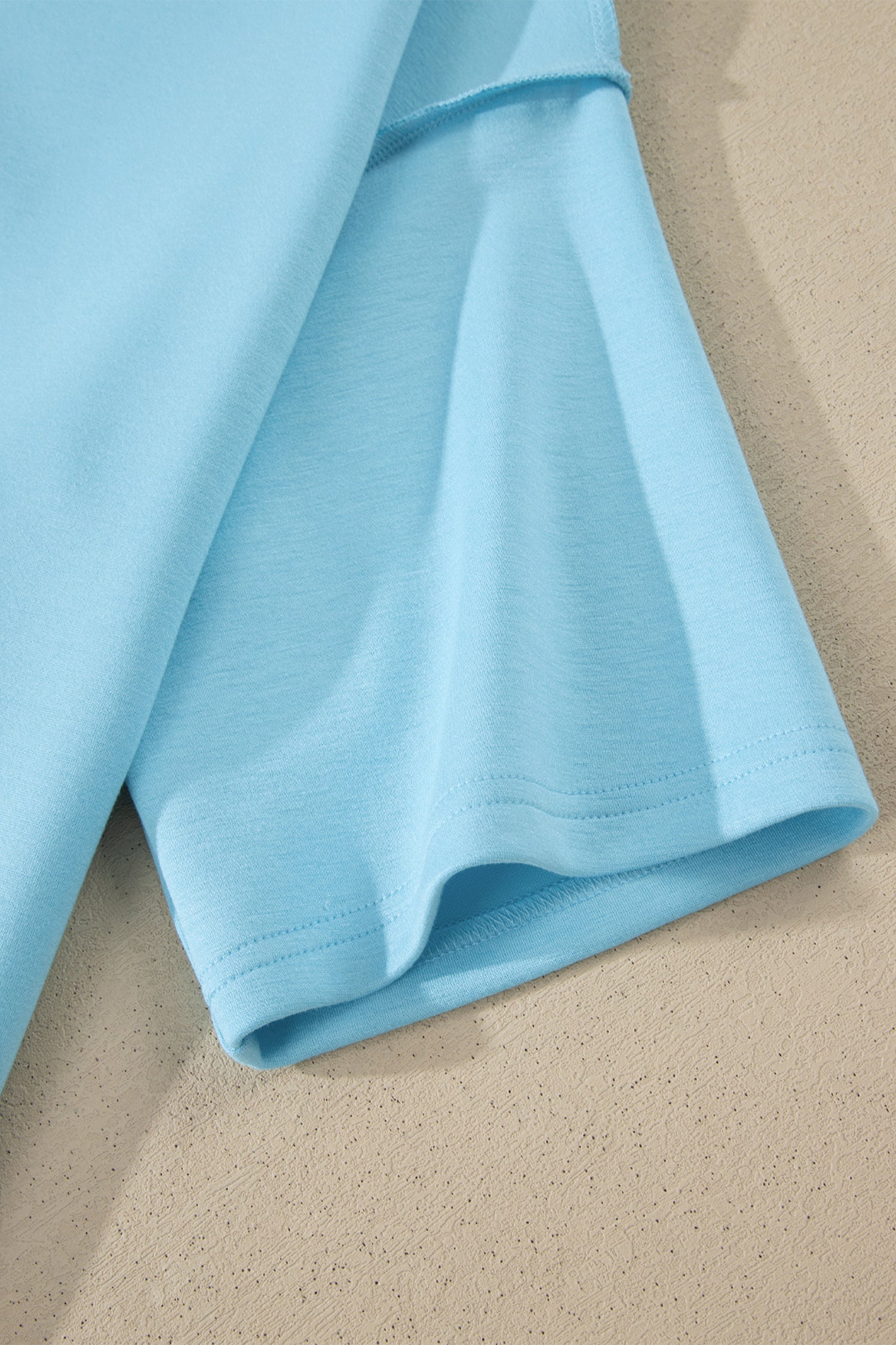 Exposed Seam Mock Neck Oversized Tee & Shorts Set – Mist Blue