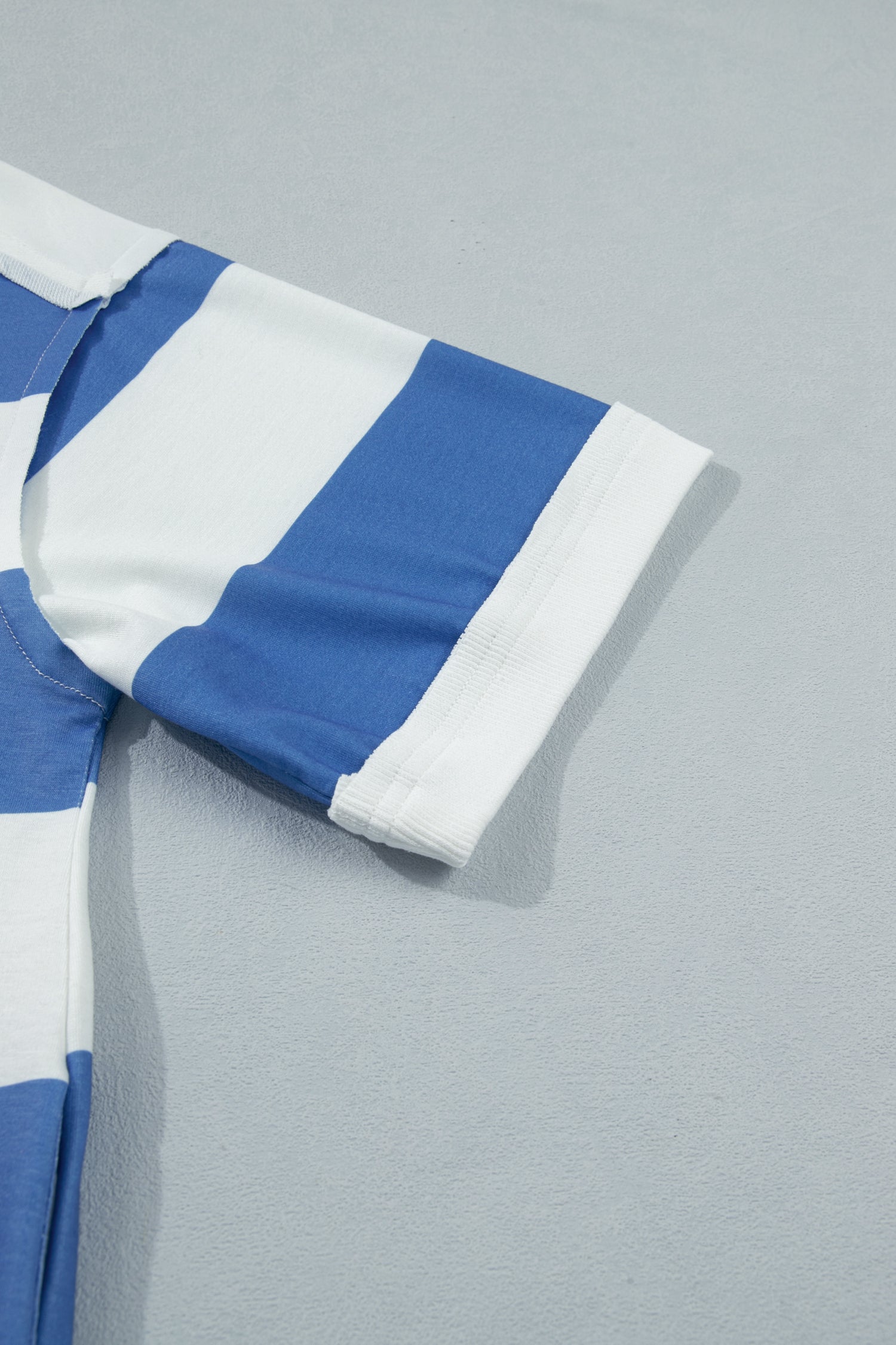Women's Blue Stripe Raw Seam Shoulder Casual T-Shirt Mini Dress Short Sleeve S-XL at LivelyLooks