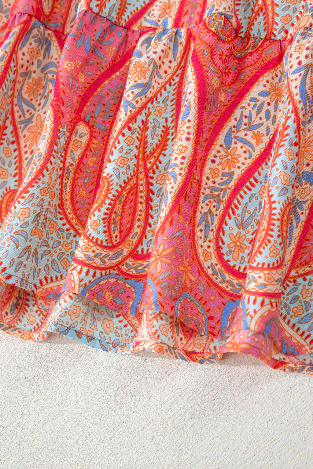 Multicolour Paisley Print V-Neck Flutter Sleeve Boho Maxi Dress