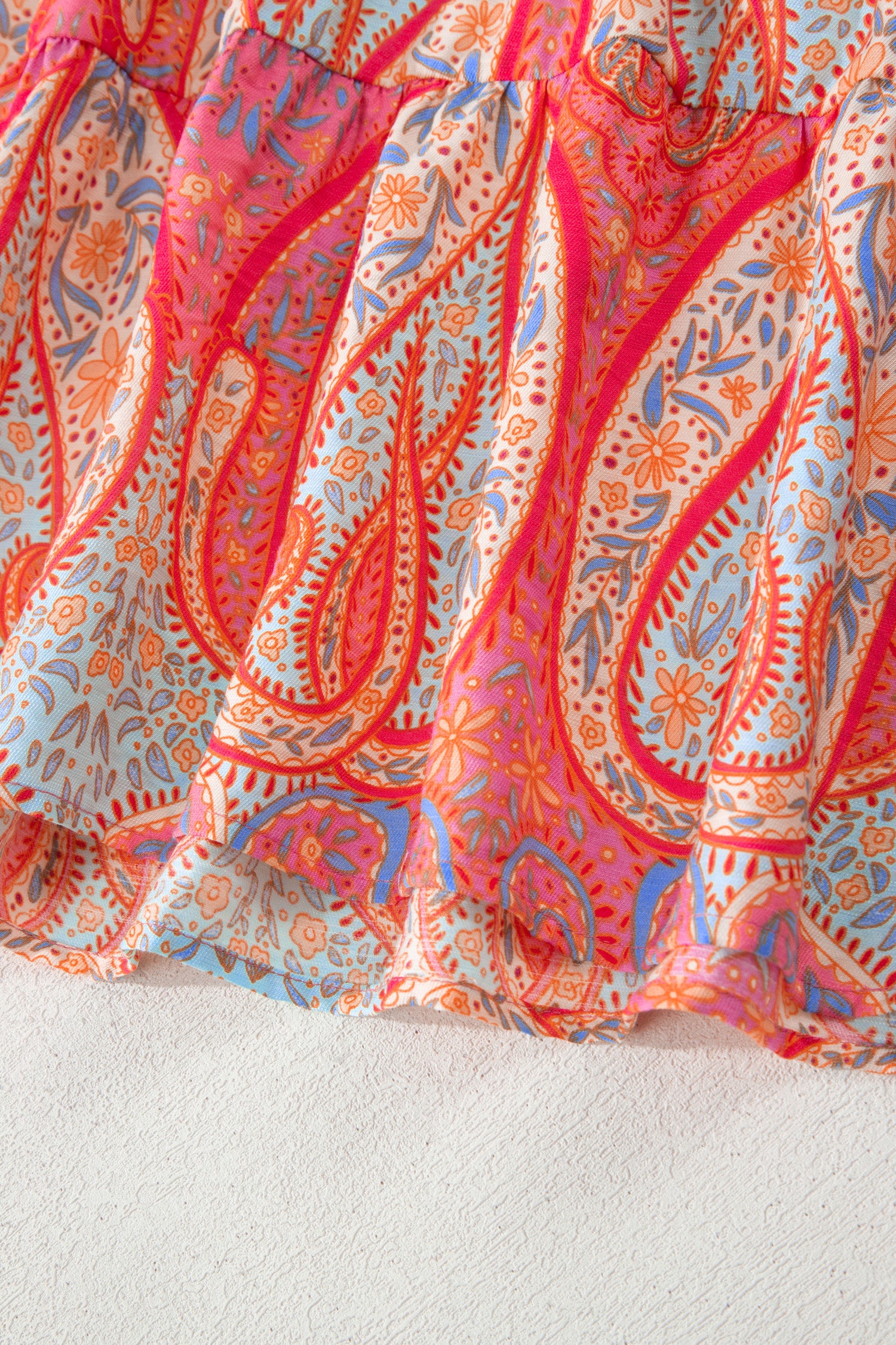 Multicolour Paisley Print V-Neck Flutter Sleeve Boho Maxi Dress