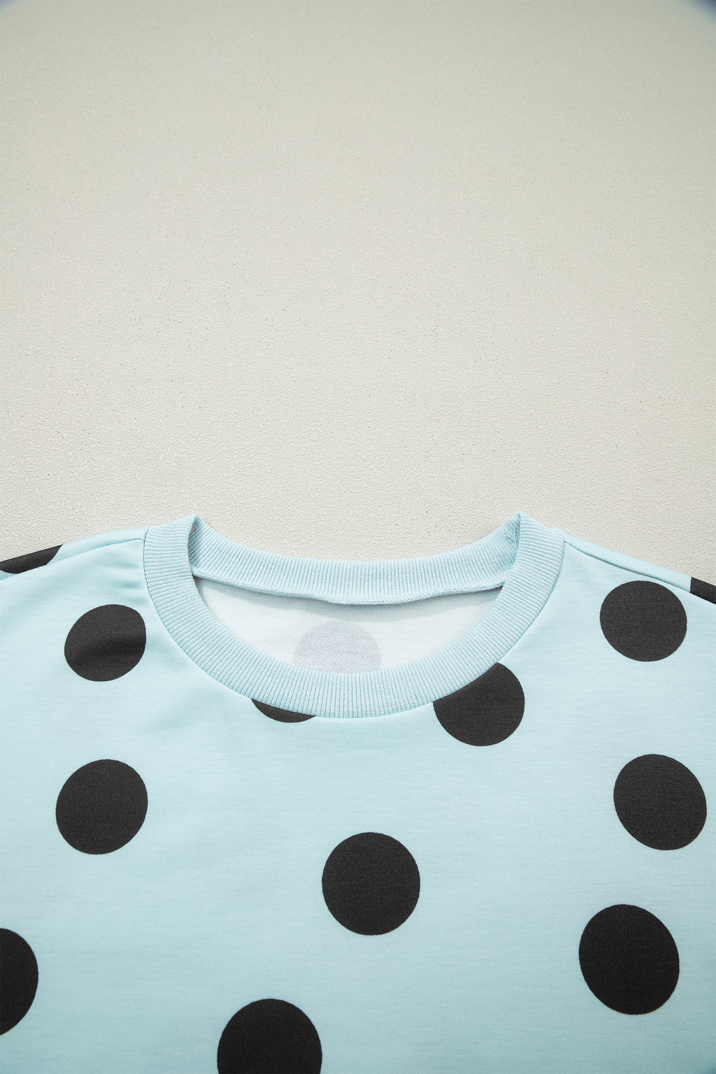 Polka Dot Short Sleeve Top & Casual Skort 2pcs Outfit | White, Pink & Sky Blue
