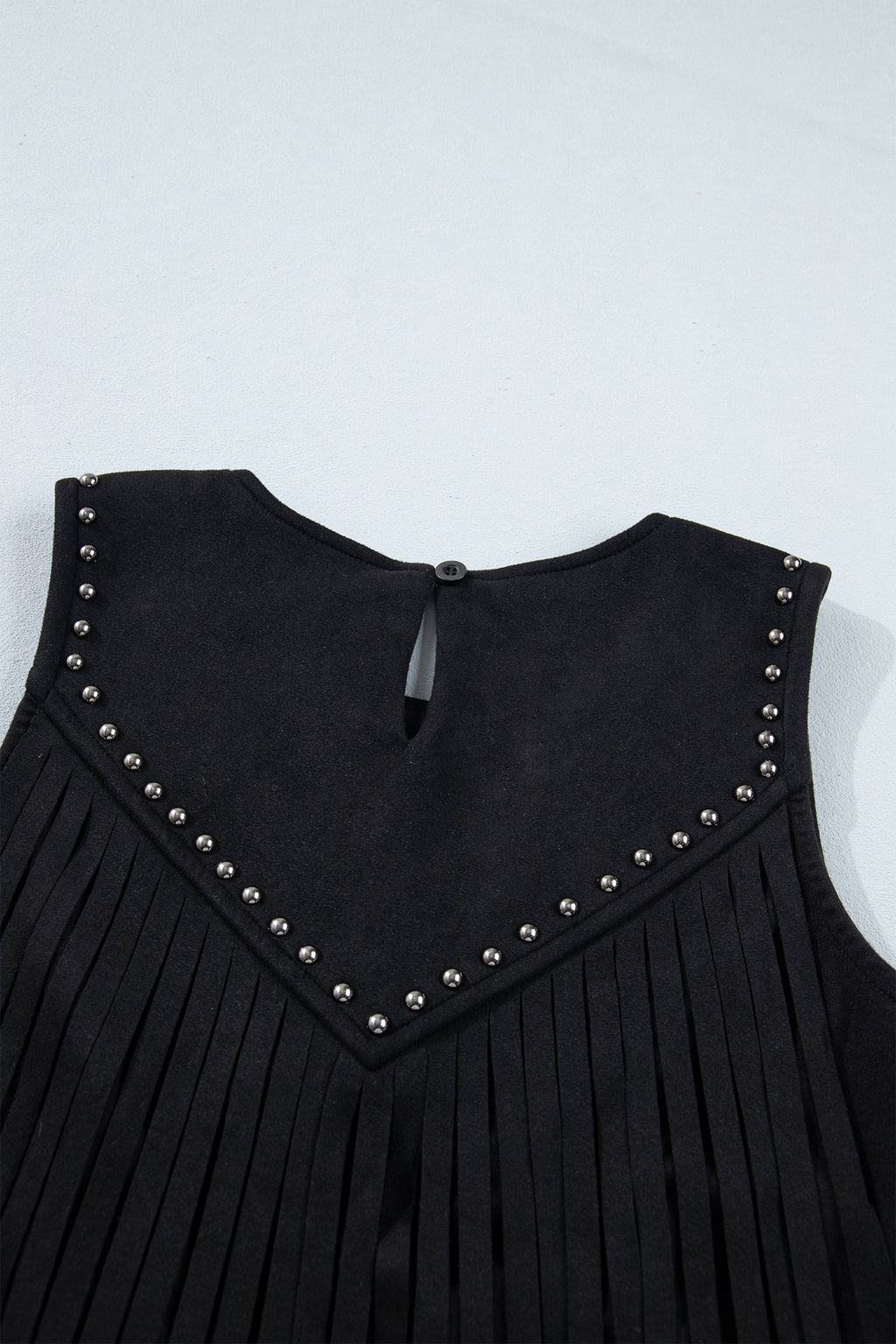 Black Western Fringe & Rivet Sleeveless Top | Sizes 8-22