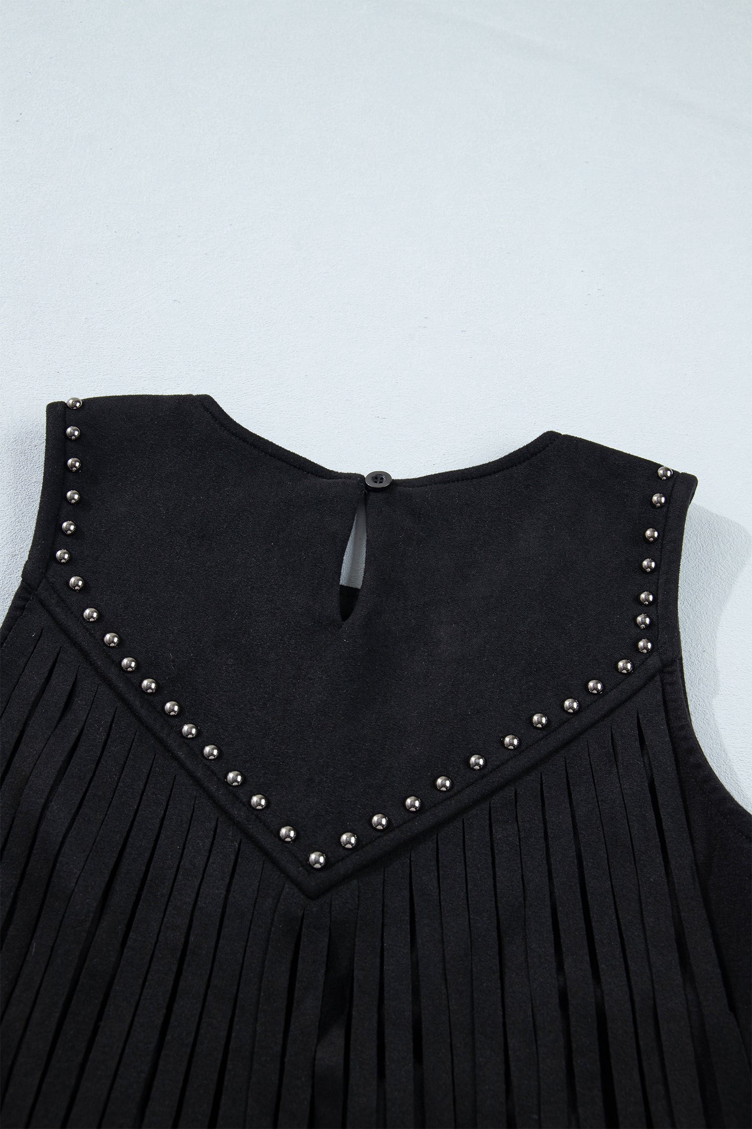 Black Western Fringe & Rivet Sleeveless Top | Sizes 8-22