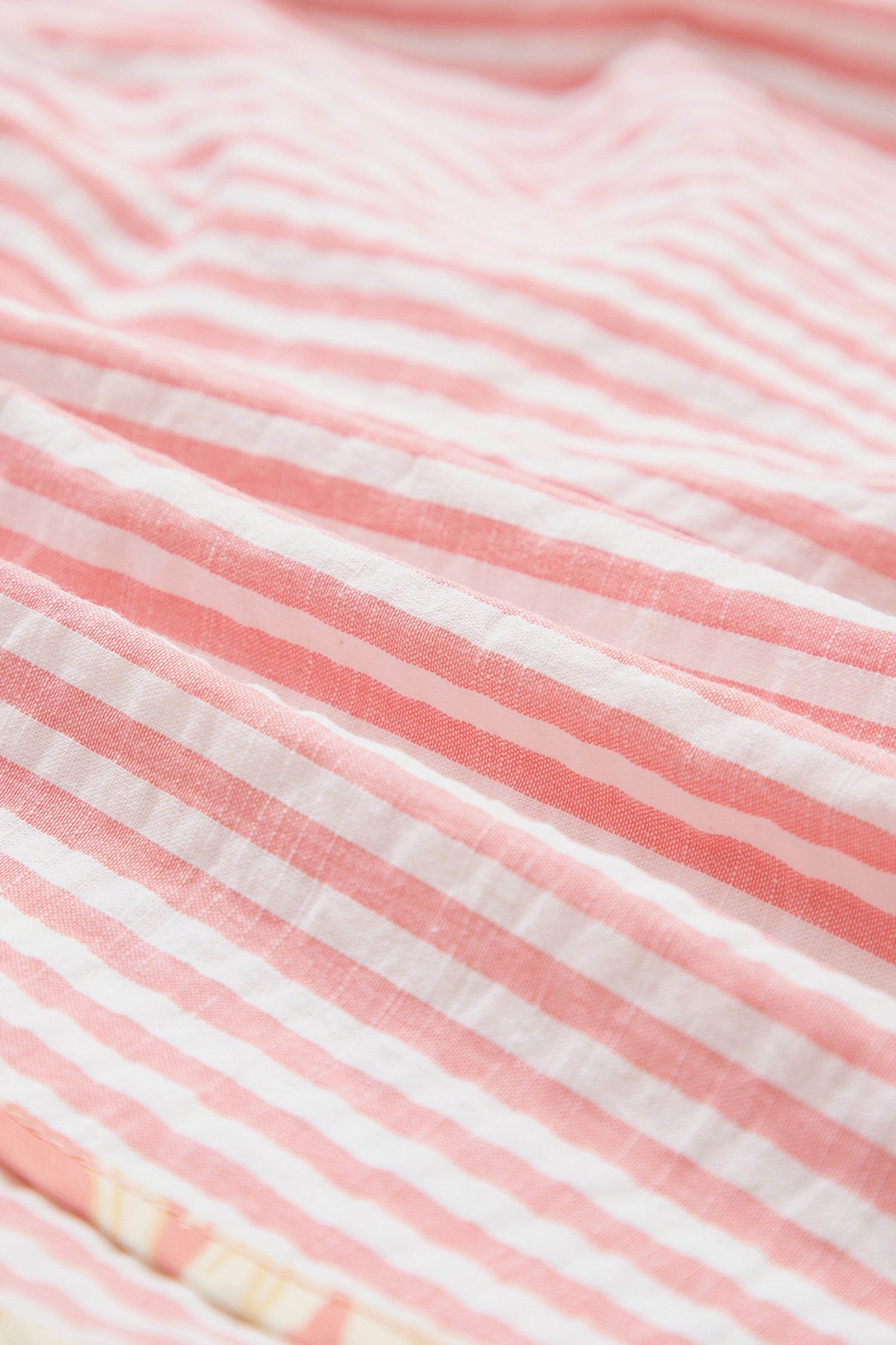 Women's Light Pink Striped Floral Trim Ribbon Knot Casual Shorts at LivelyLooks