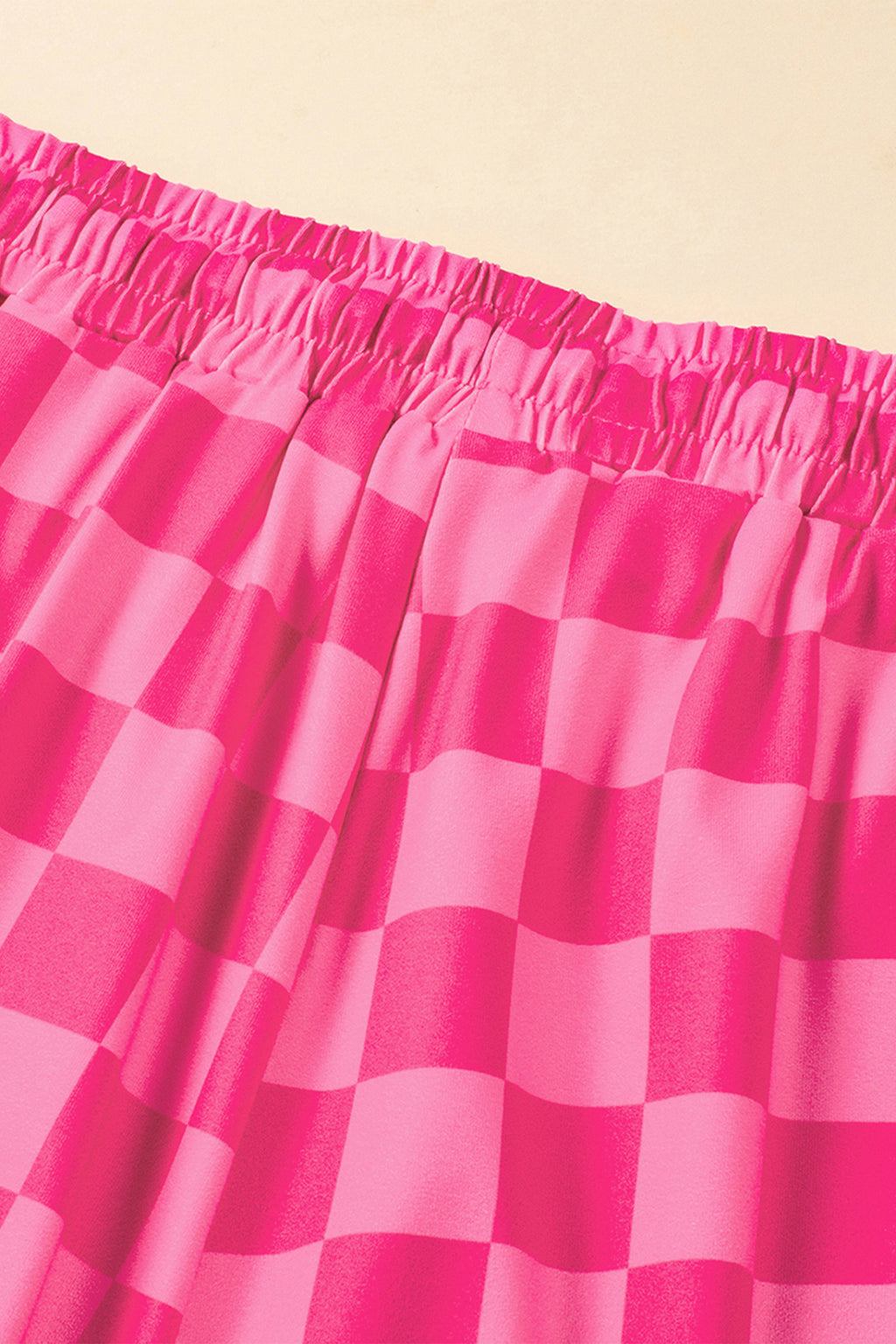 Rose Checkered Casual Shorts Drawstring Elastic Waist Women S-2XL