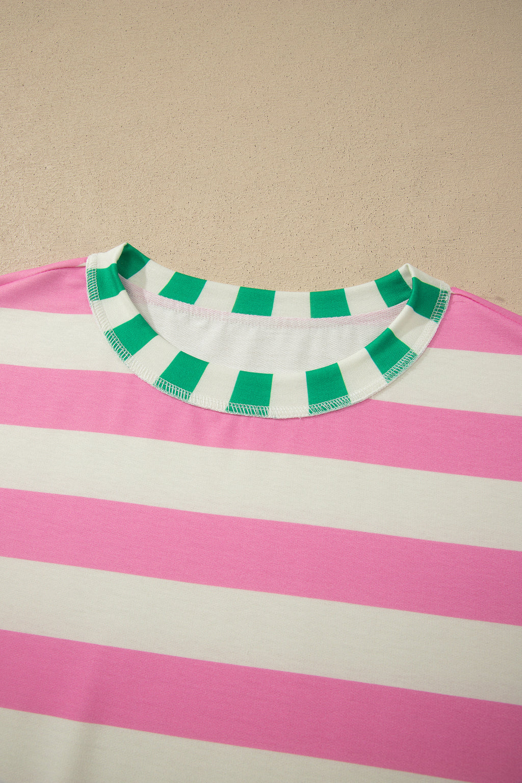 Stripe Exposed Seam Contrast Patchwork Oversized Top