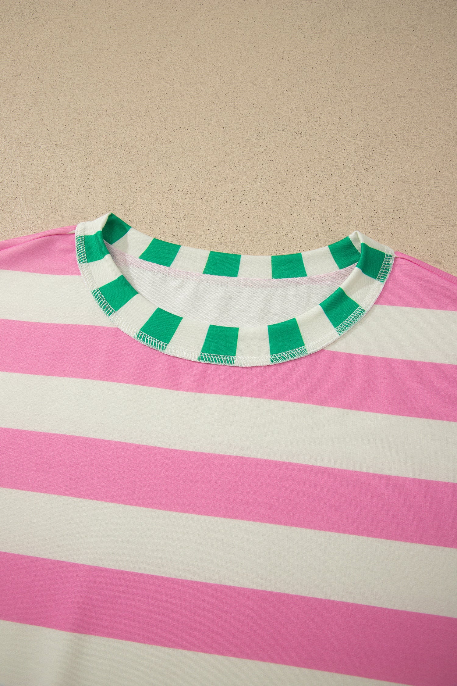 Stripe Exposed Seam Contrast Patchwork Oversized Top