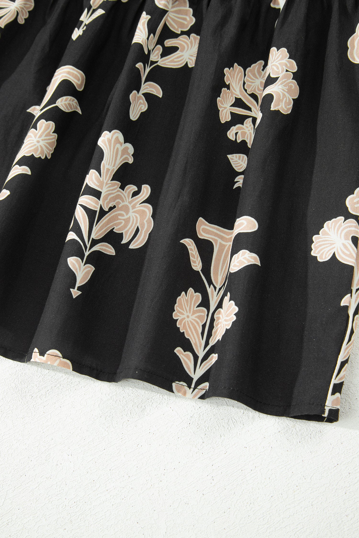 Black & Green Frilled V Neck Puff Sleeve Floral Mini Dress S-XL