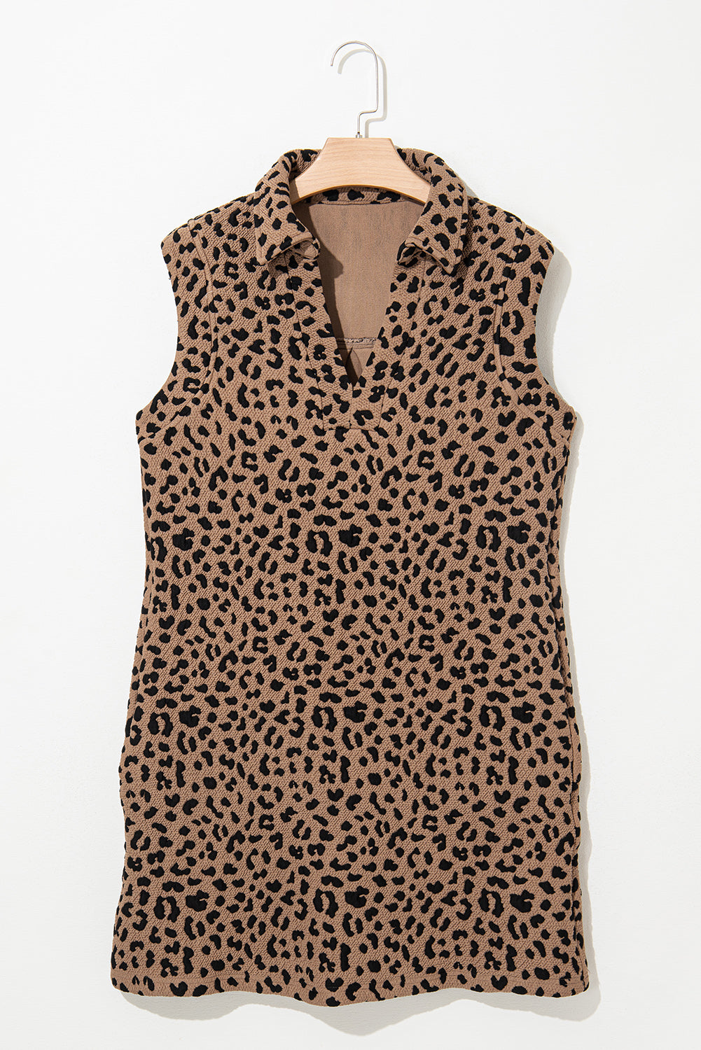Shop Leopard Print V-Neck Sleeveless Collared Mini Dress Animal Pattern Casual Sundress at LivelyLooks