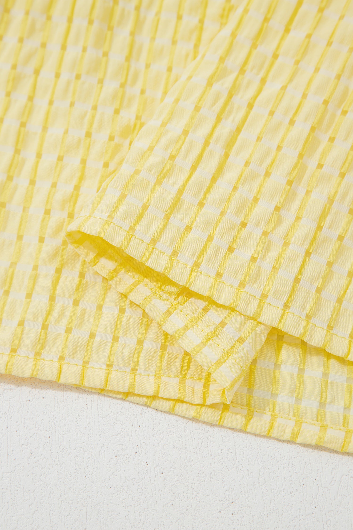 Dusk Blue & Yellow Gingham Bow Tie V-Neck Tiered Midi Dress | Pockets