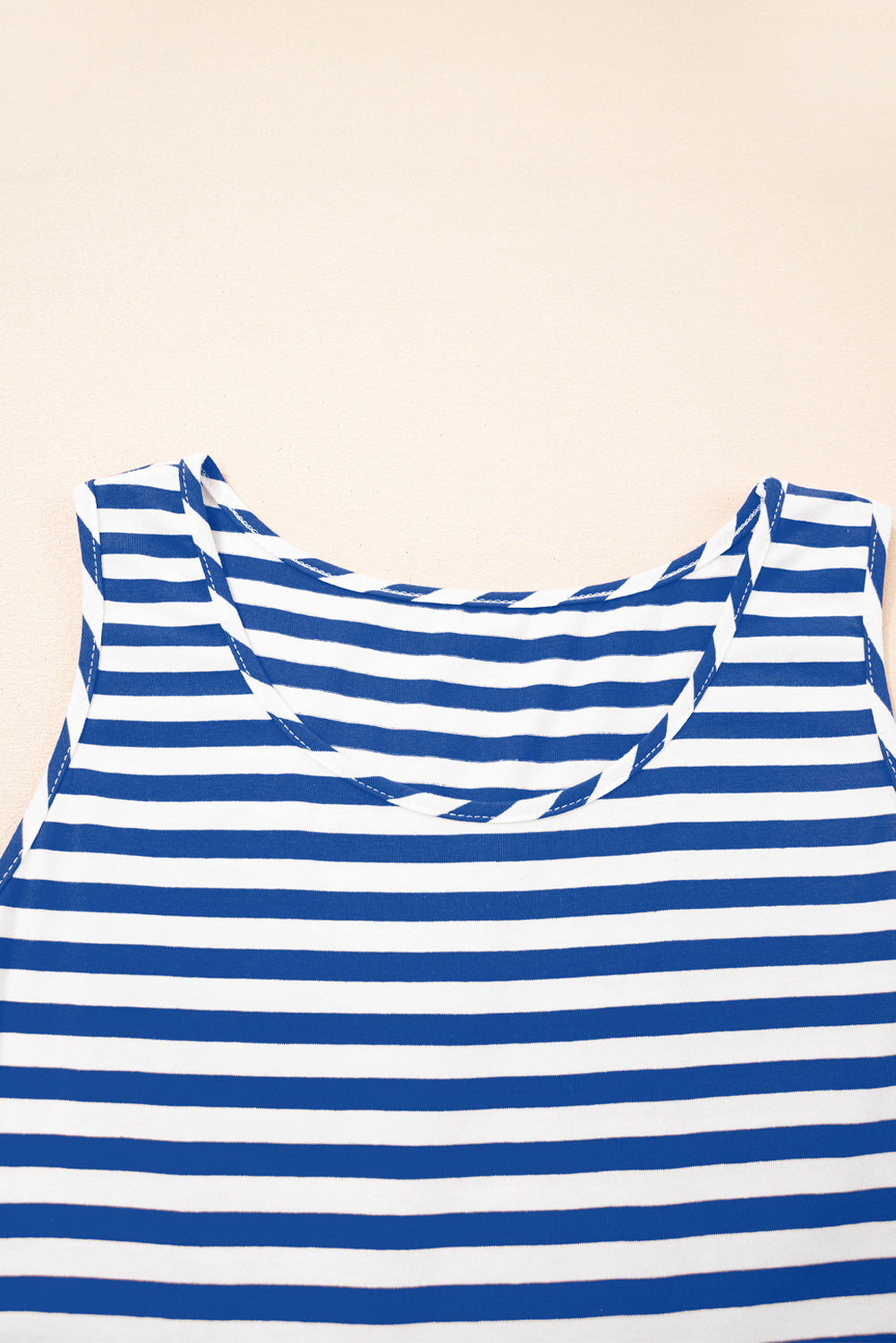 Women's Stripe U-Neck Sleeveless Loose Fit Mini Dress Pink Black Blue S-XL at LivelyLooks