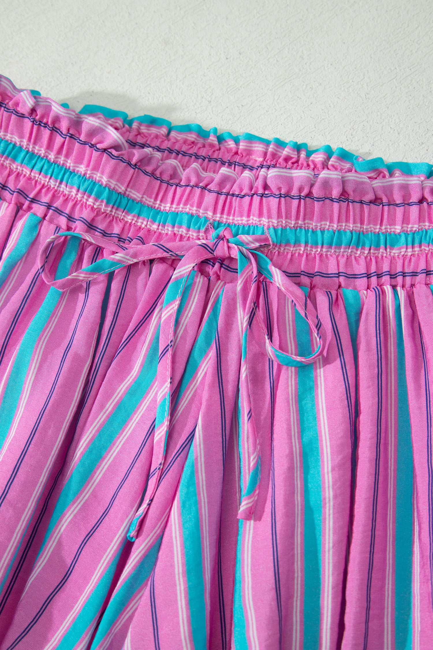 Pink Stripe Dolman Short Sleeve Blouse & Drawstring Loose Shorts Set | UK 8–22