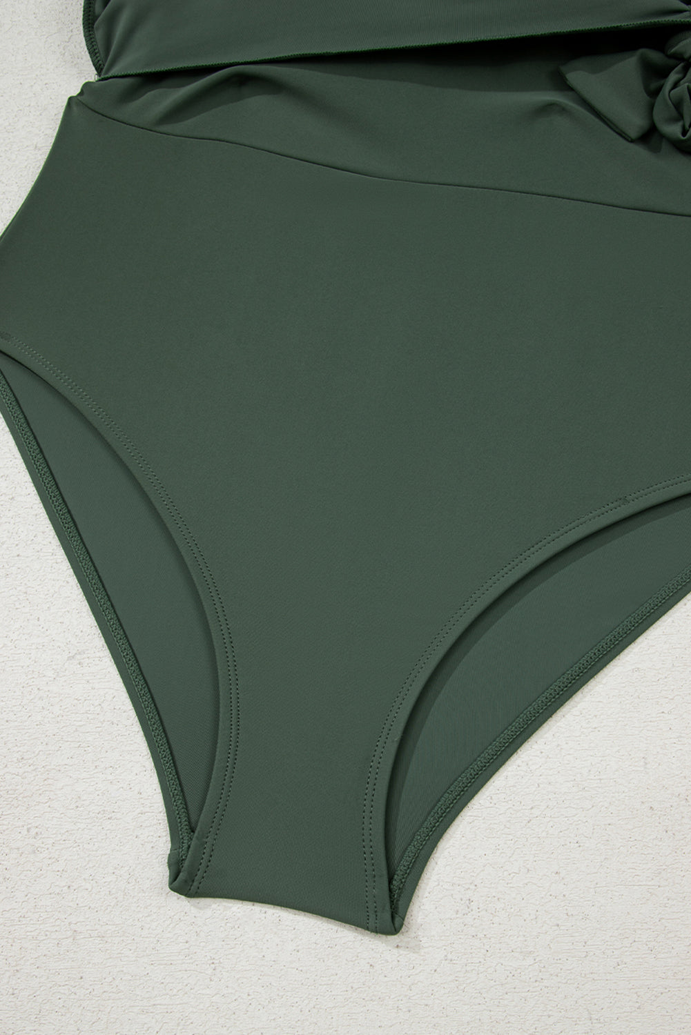 Square Neck Side-Tie Waist A-Line Swim Dress | Green & Black | UK 8-22