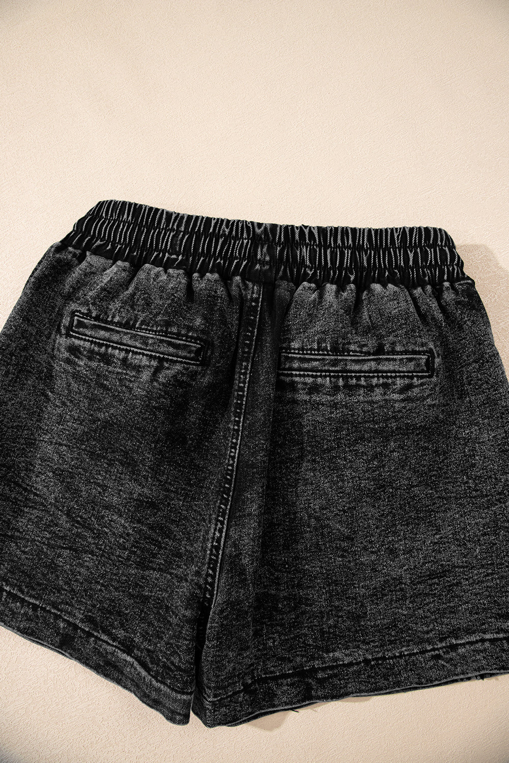 LivelyLooks Black Drawstring Elastic Waist Pocketed Denim Skort UK 4-16 women's fashion