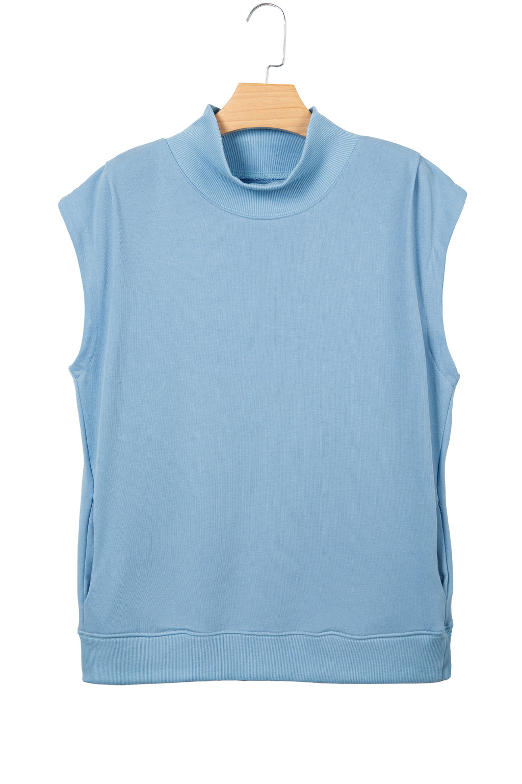 High Neck Cap Sleeve Loose Top White Pink Mint Green Grey Myosotis Orange Black S-XL