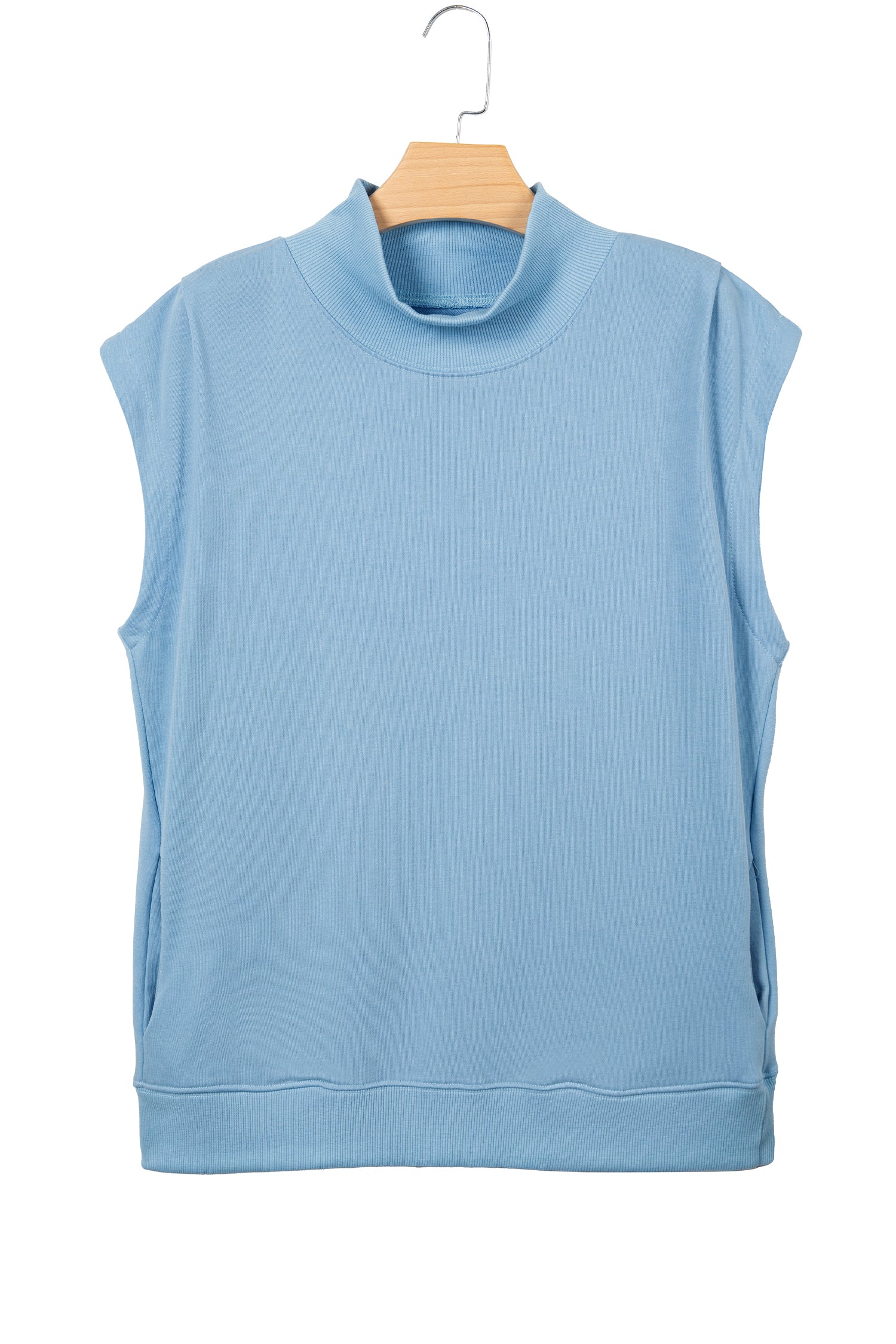 High Neck Cap Sleeve Loose Top White Pink Mint Green Grey Myosotis Orange Black S-XL