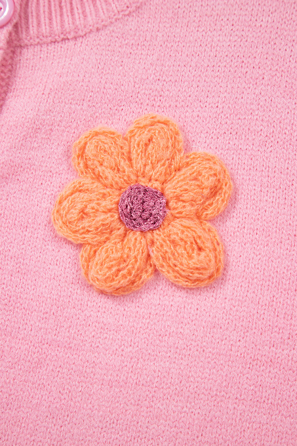 Women's Pink Floral Knit Button-Up Cardigan Cosy & Cute at LivelyLooks