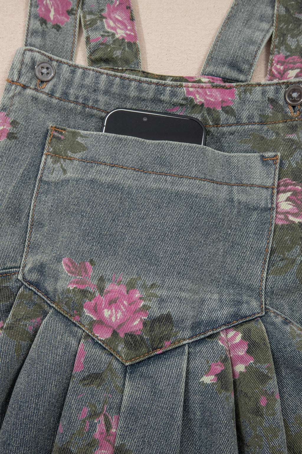 LivelyLooks Floral Print Pleated High Waist Wide Leg Denim Jumpsuit | S-XL women's fashion