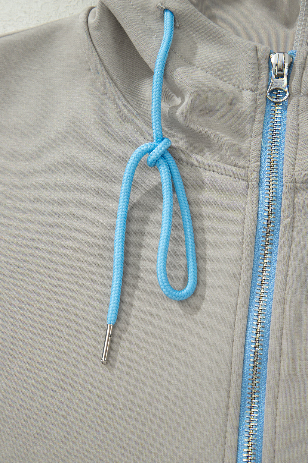 Smoke Green Contrast Trim Zip Up Sporty Jacket & Mini Skort Set