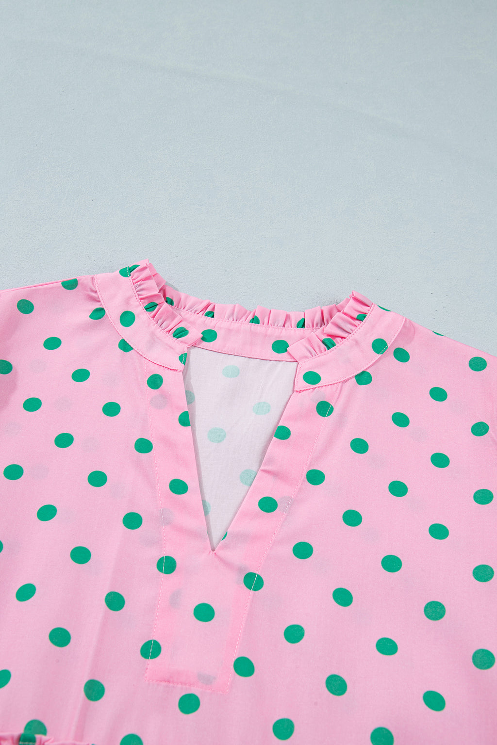 Pink Polka Dot Print V Neck Short Sleeve Tiered Mini Dress | UK 8–22