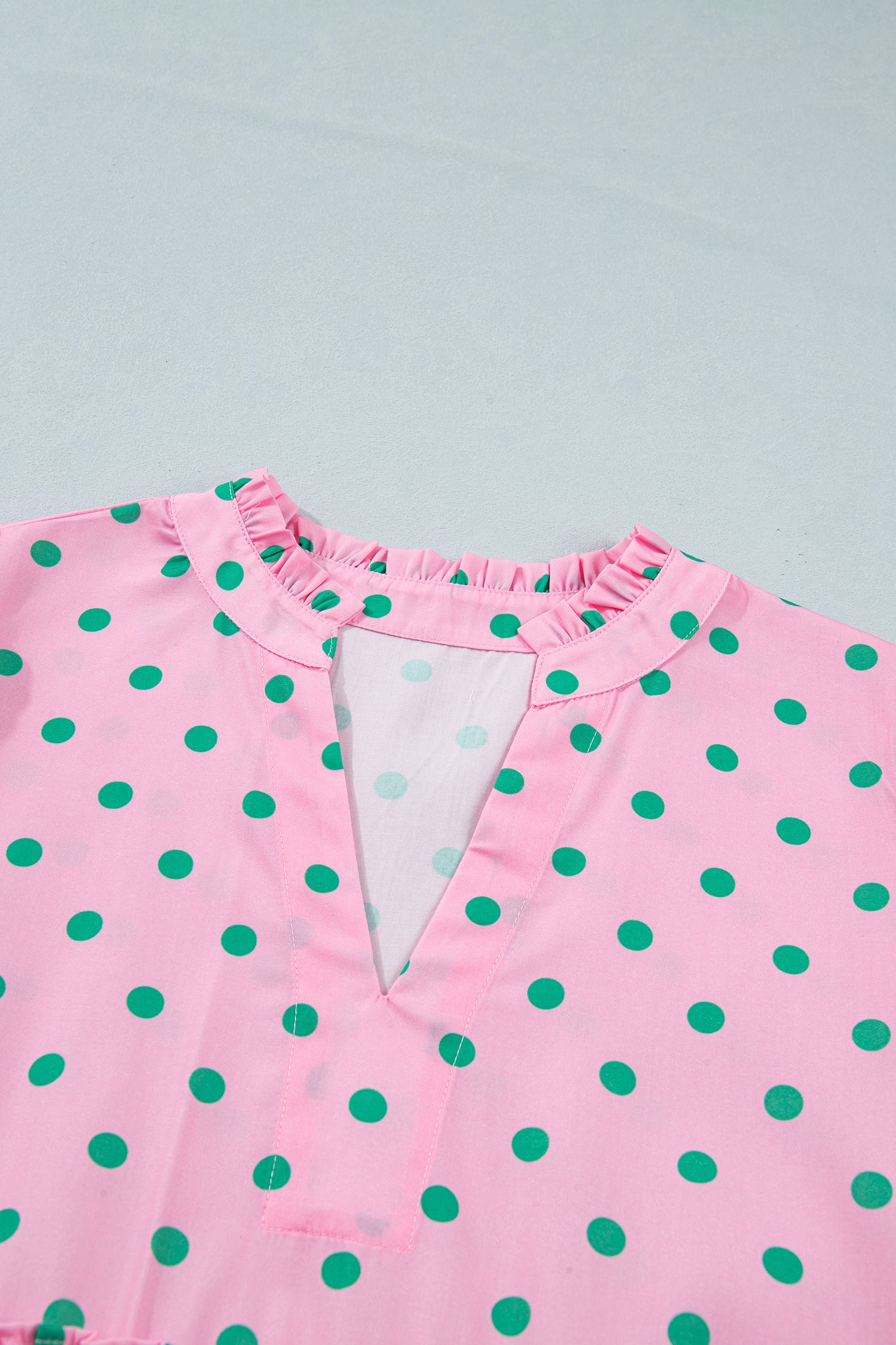 Pink Polka Dot Print V Neck Short Sleeve Tiered Mini Dress | UK 8–22