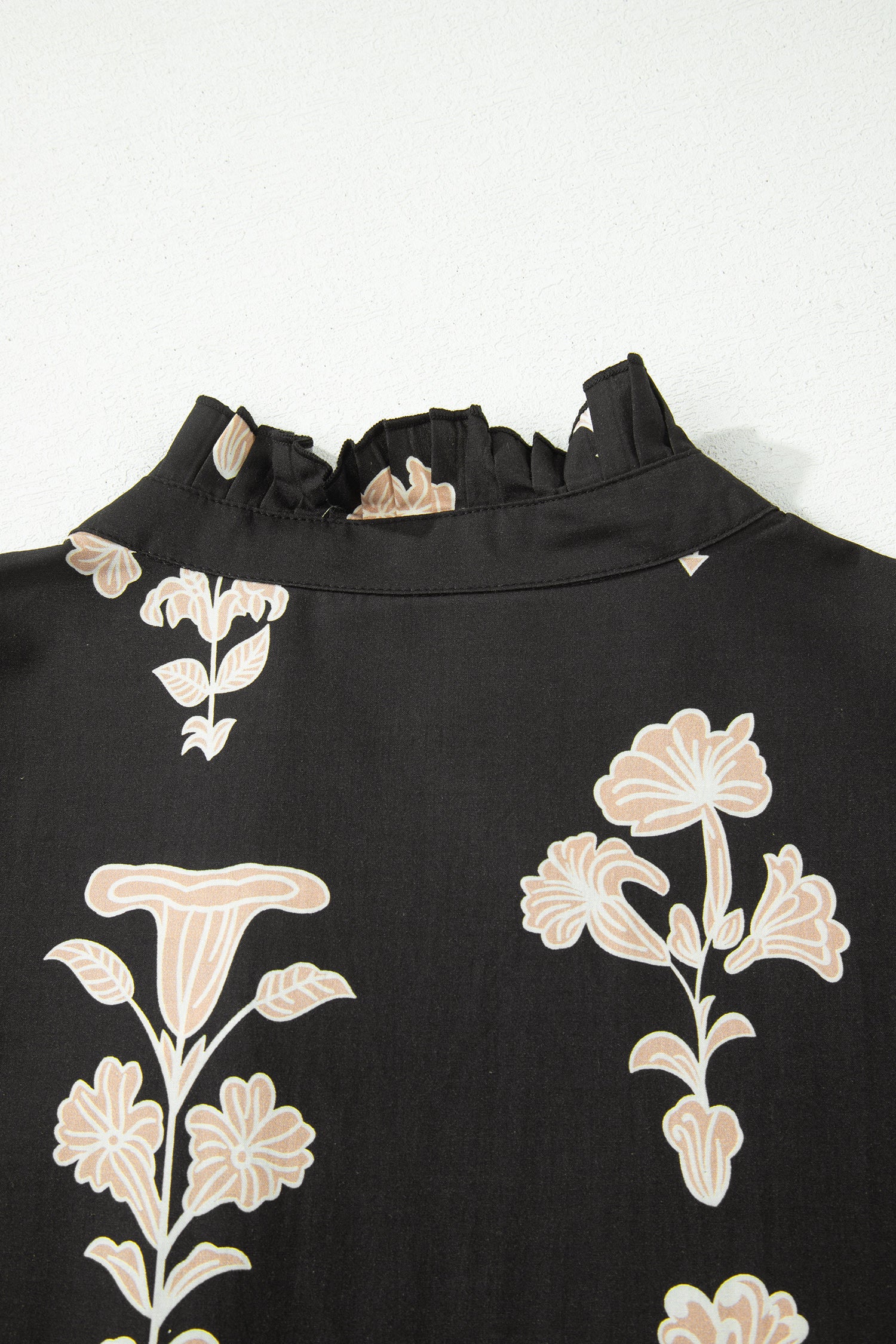 Black & Green Frilled V Neck Puff Sleeve Floral Mini Dress S-XL