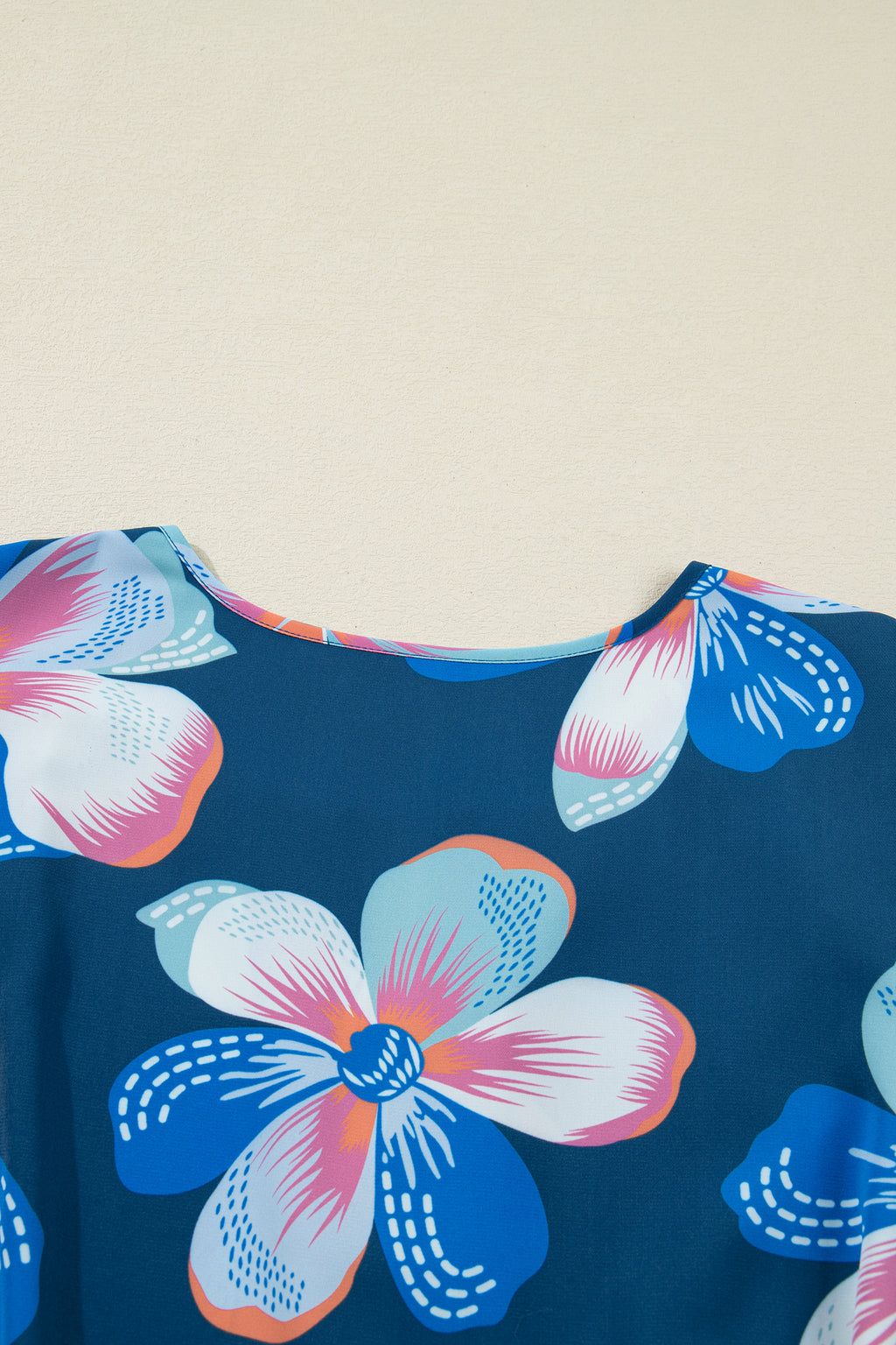 Blue Floral Puff Sleeve Ruffle Hem Belted Long Dress S-XL
