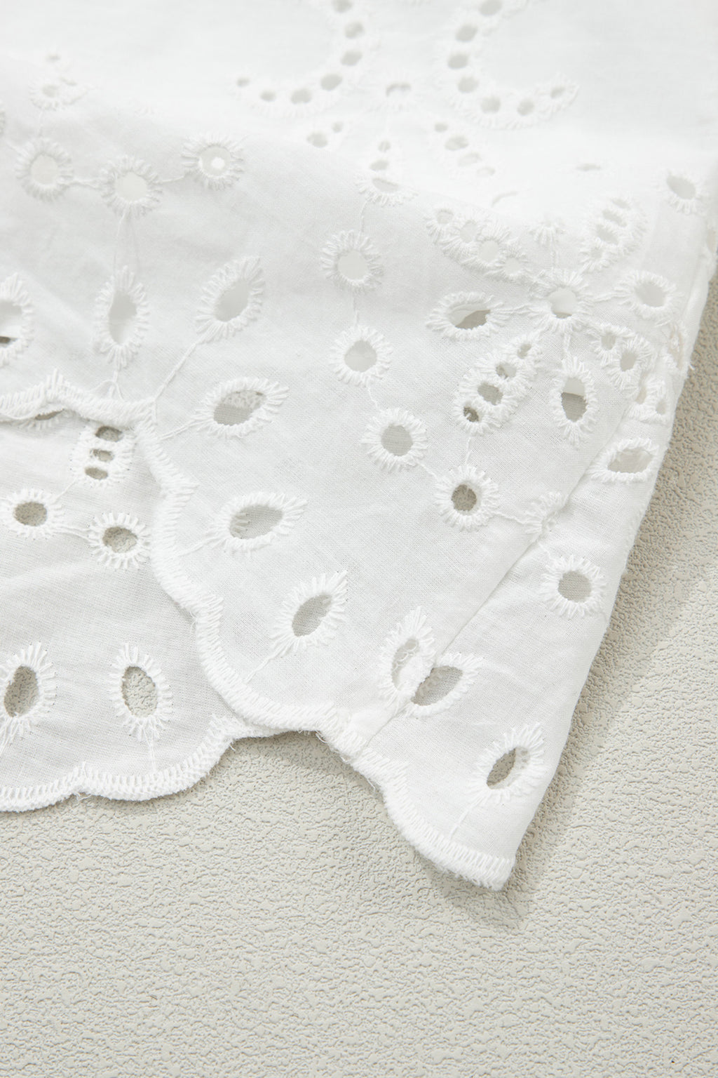 White & Green Eyelet Embroidered Short Sleeve T-Shirt Mini Dress