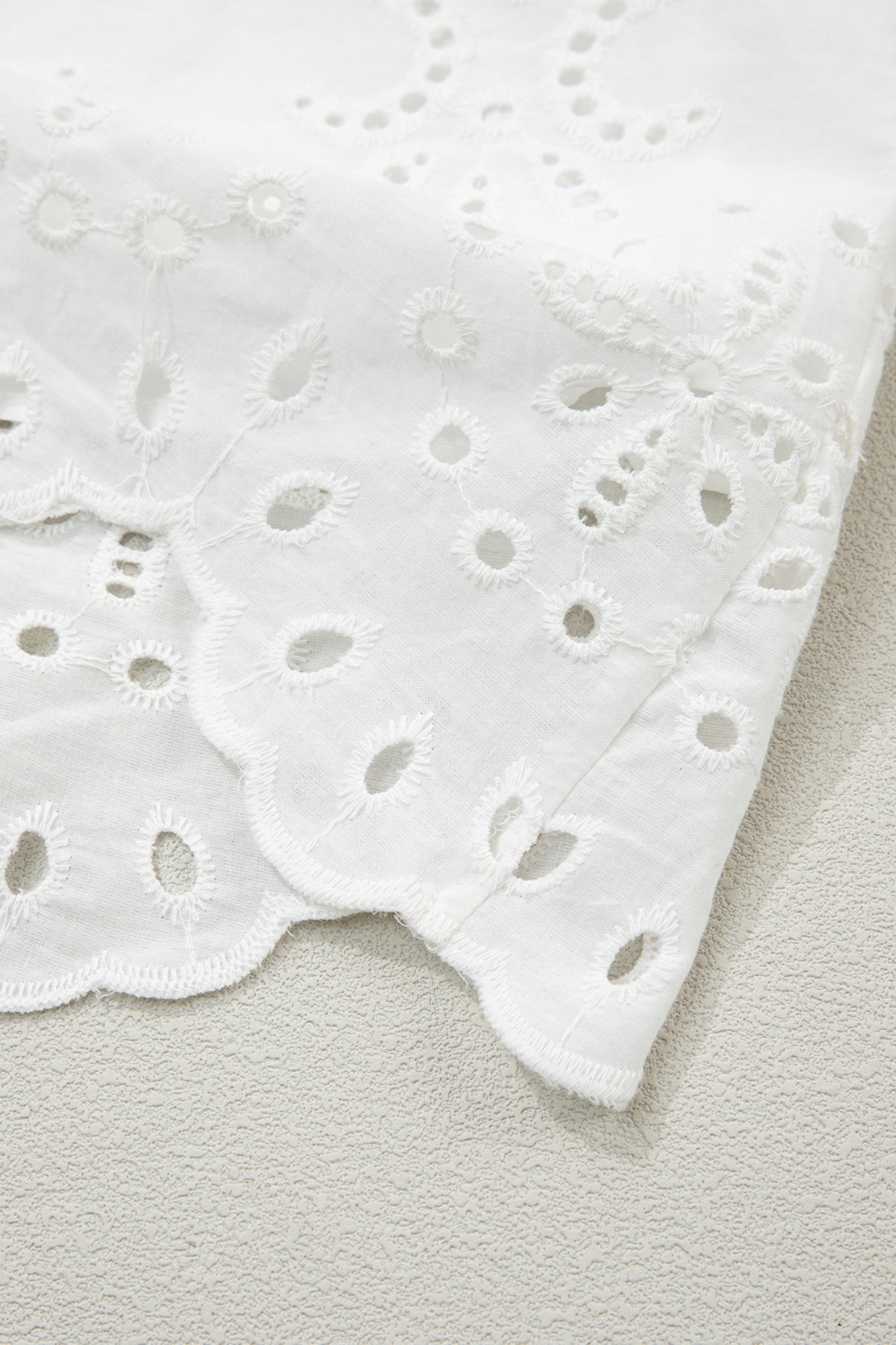 White & Green Eyelet Embroidered Short Sleeve T-Shirt Mini Dress