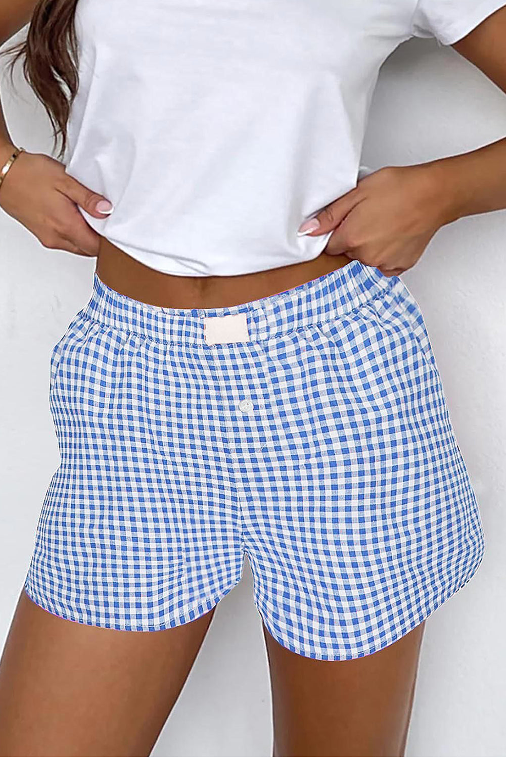 Shop Gingham Print High Waist Casual Shorts S-2XL at LivelyLooks