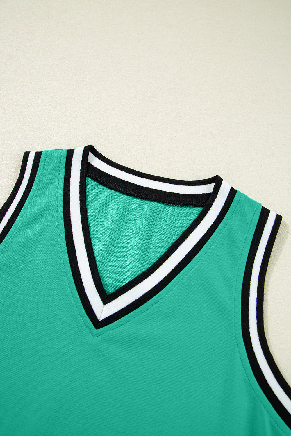 Green Purple Blue Contrast Trim V Neck Sleeveless Dress S-XL