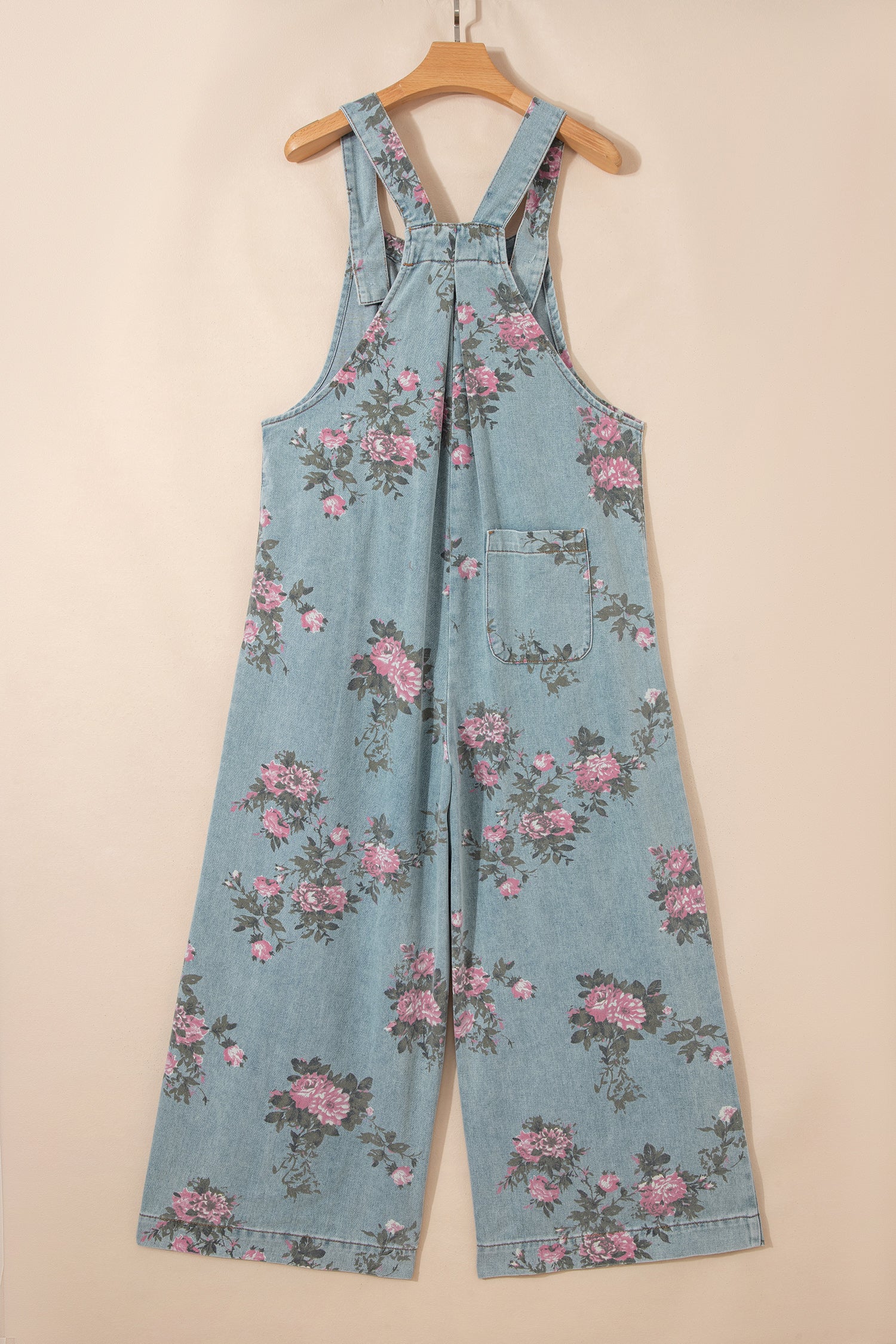 LivelyLooks Floral Print Pleated High Waist Wide Leg Denim Jumpsuit | S-XL women's fashion