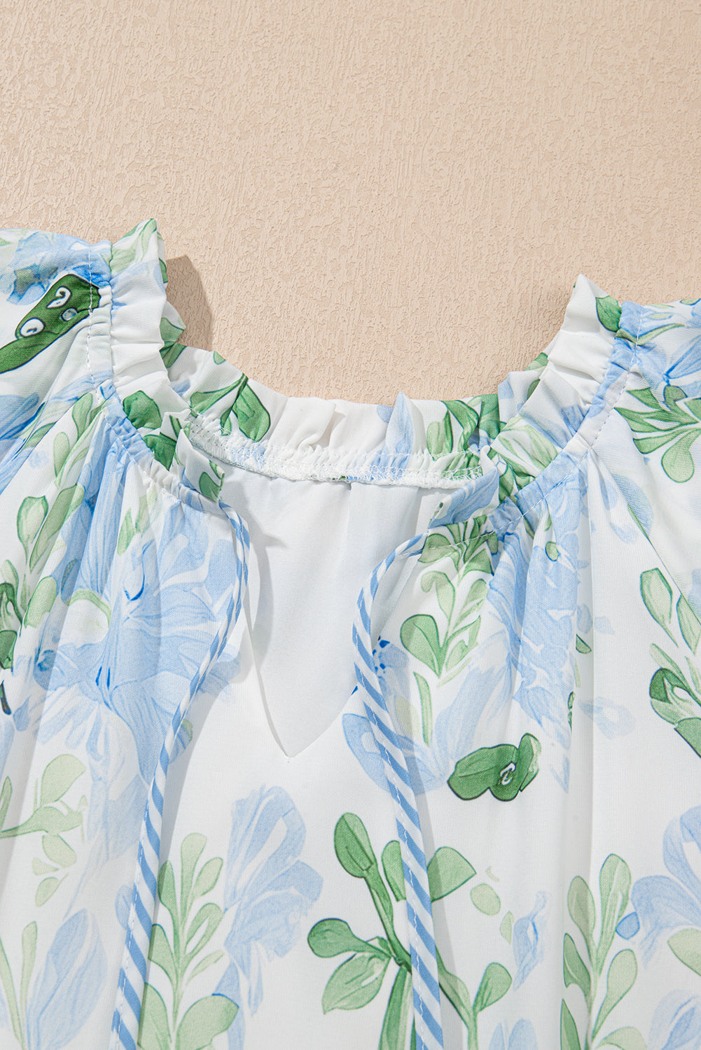 Floral Contrast Edge Layered Sleeve Mini Dress | Sky Blue & Pink