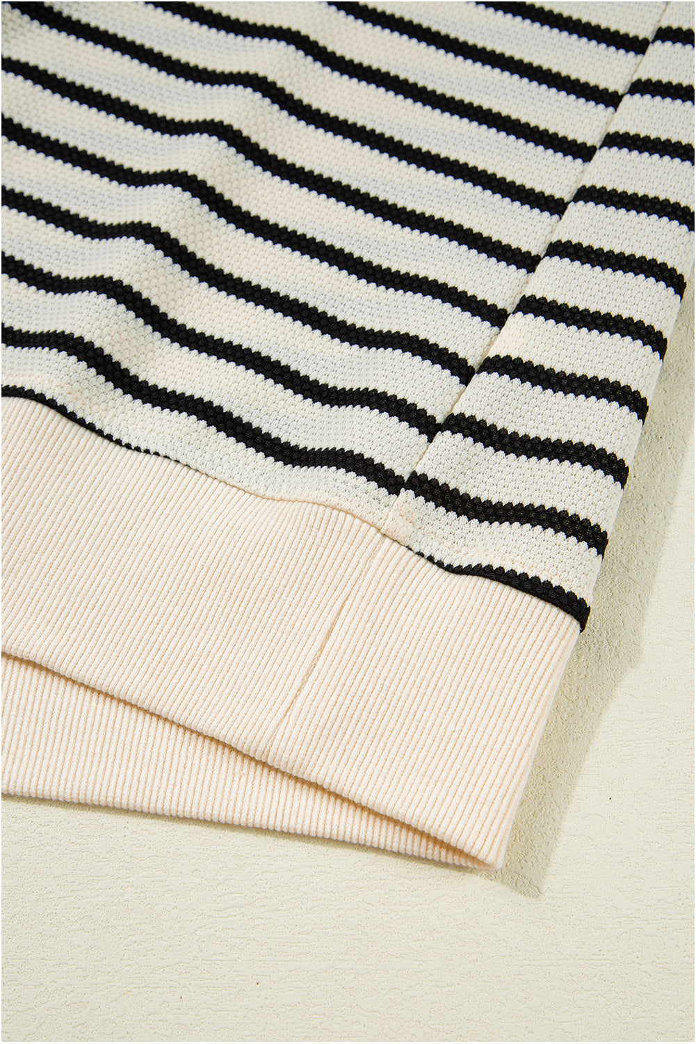 Black Stripe Ruffle Sleeve Crewneck Top | Lace Trim | S-XL