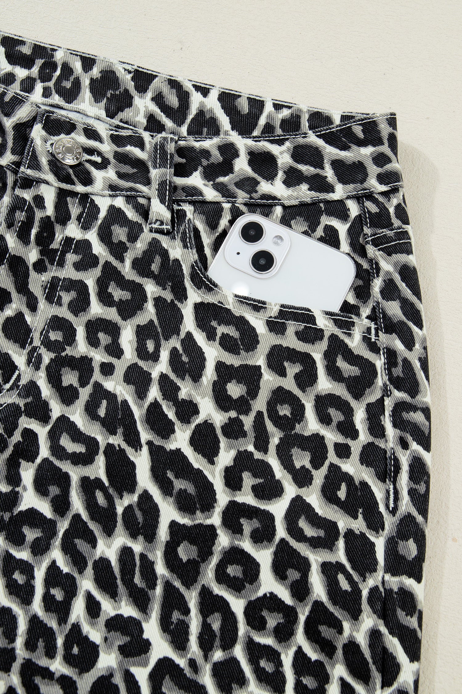 Shop Black Leopard Print Barrel Jeans UK 8-20 at LivelyLooks