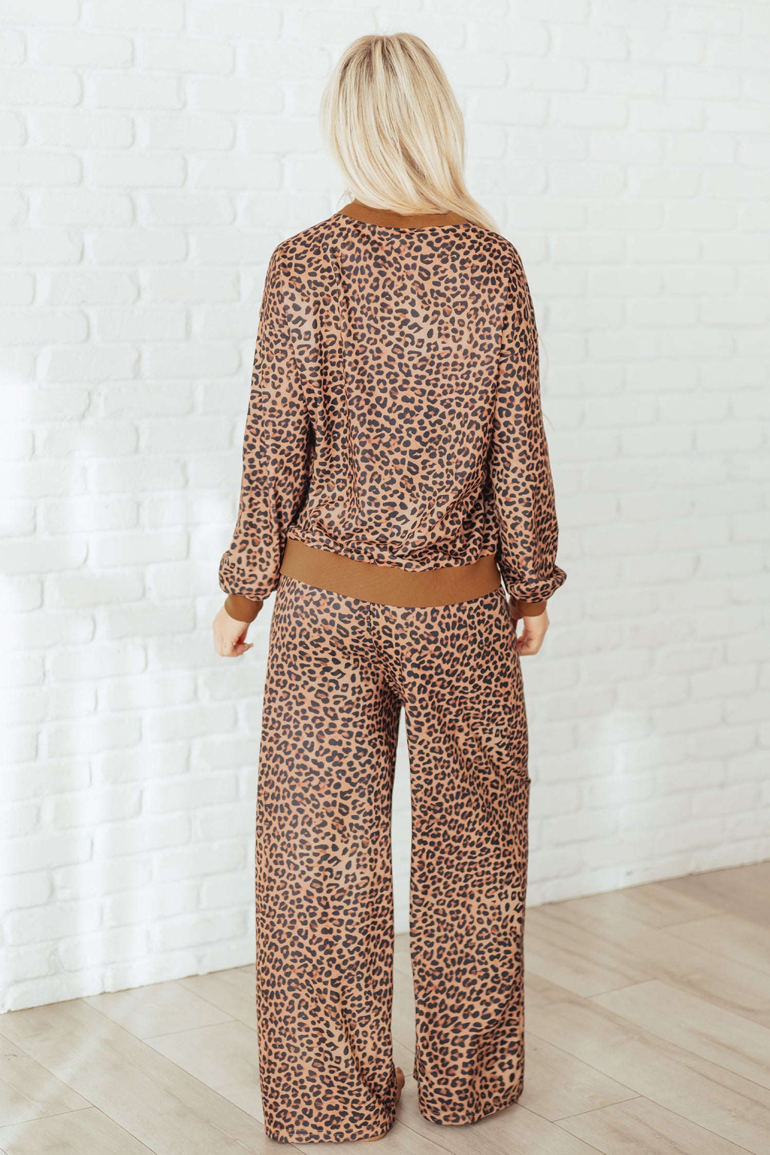 Khaki Leopard Pullover & Pants Set with Bow Embroidery | UK 8–22