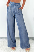 Shop Dusk Blue Acid Wash Wide Leg High Waist Jeans at LivelyLooks
