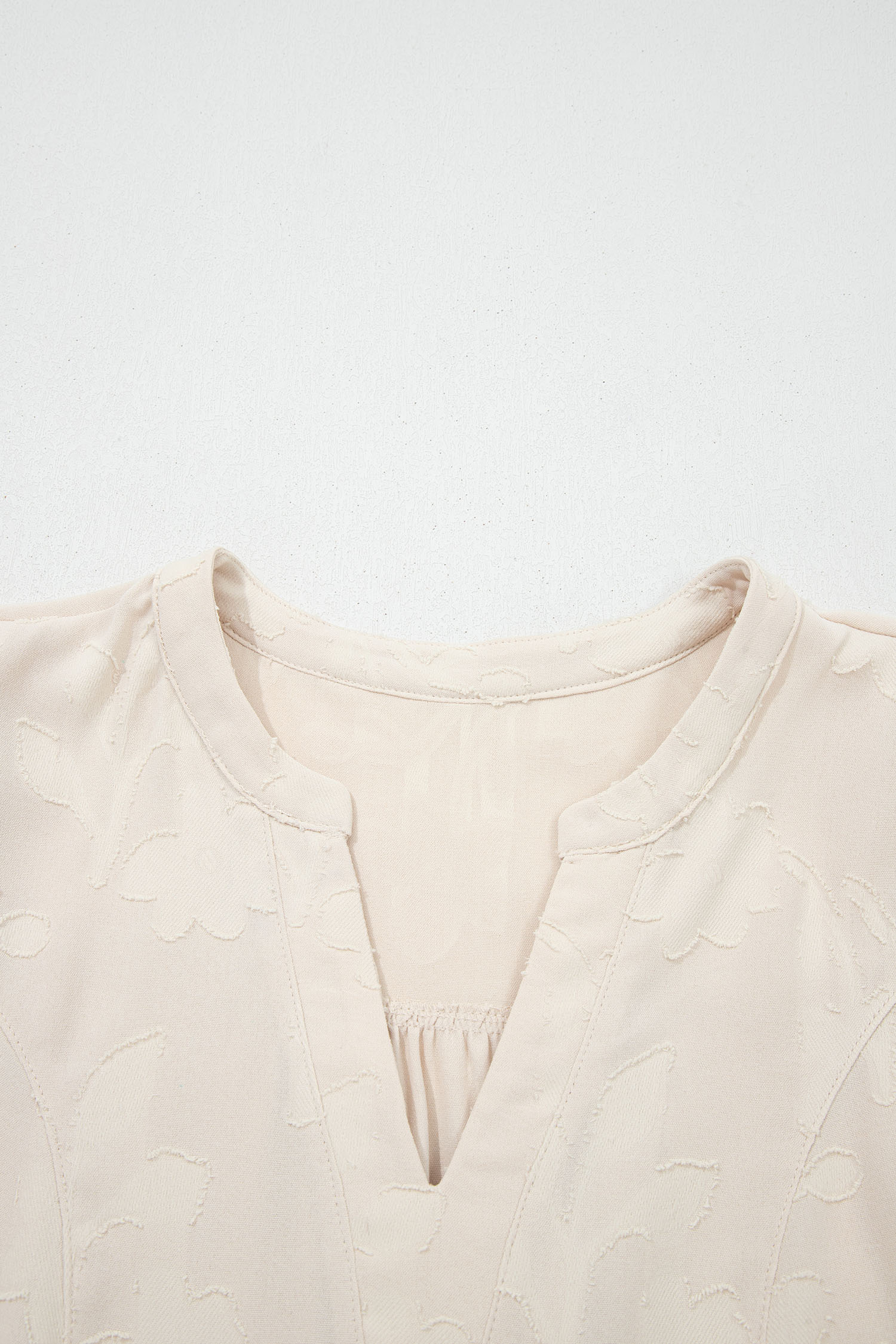 Women's Parchment Jacquard Tiered Mini Dress with Notched Neck at LivelyLooks