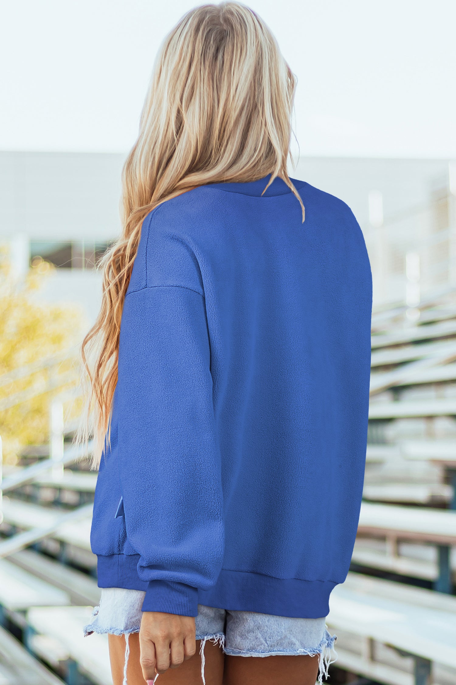 Carrot Oversized Reversible Sweatshirt Drop Shoulder Mock Neck Women S-XL