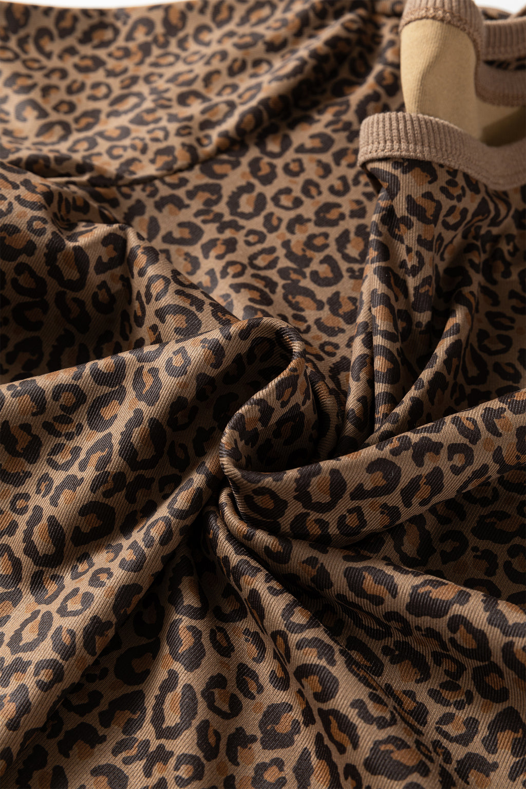 Khaki Fierce Leopard Print Crew Neck T-Shirt