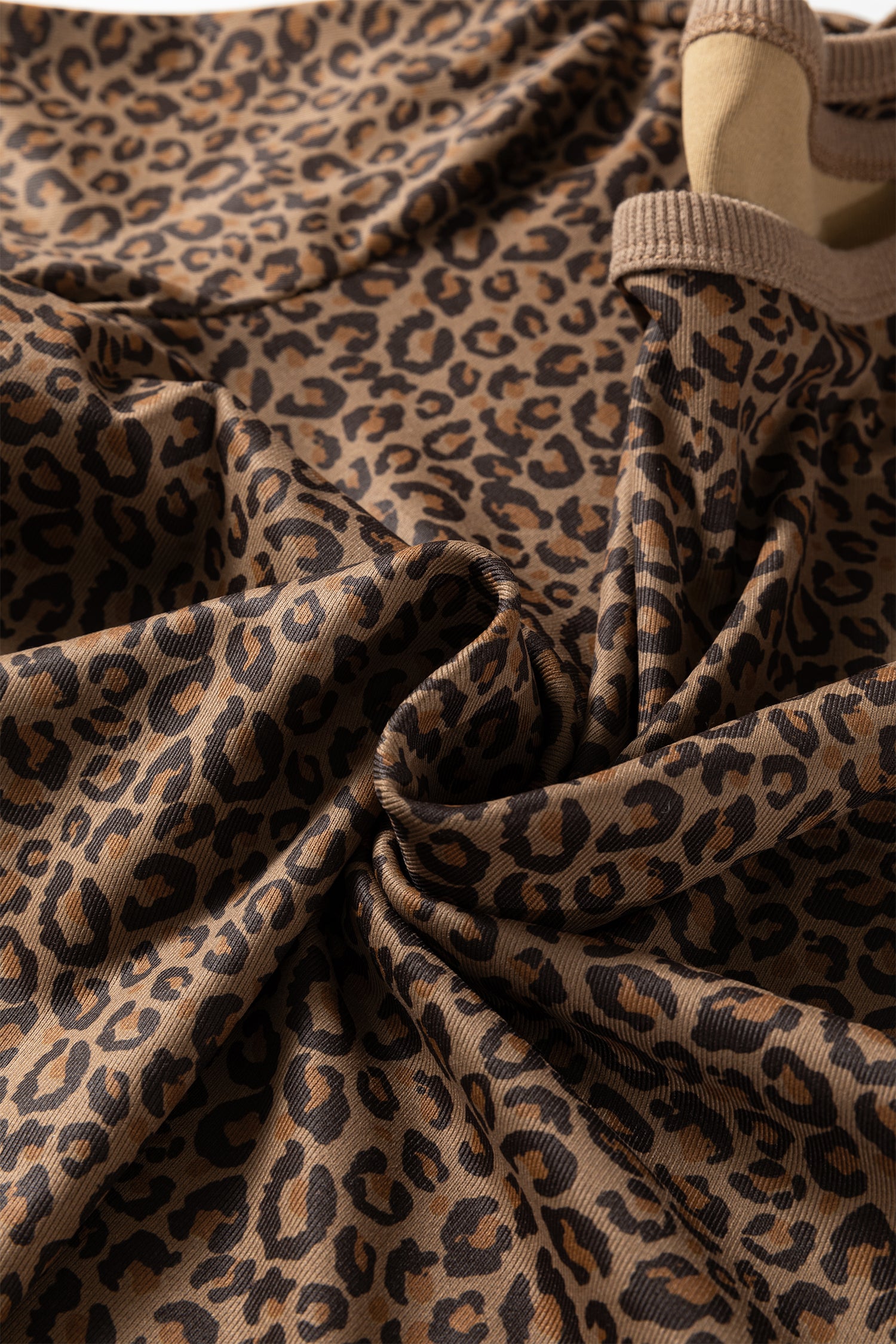 Khaki Fierce Leopard Print Crew Neck T-Shirt