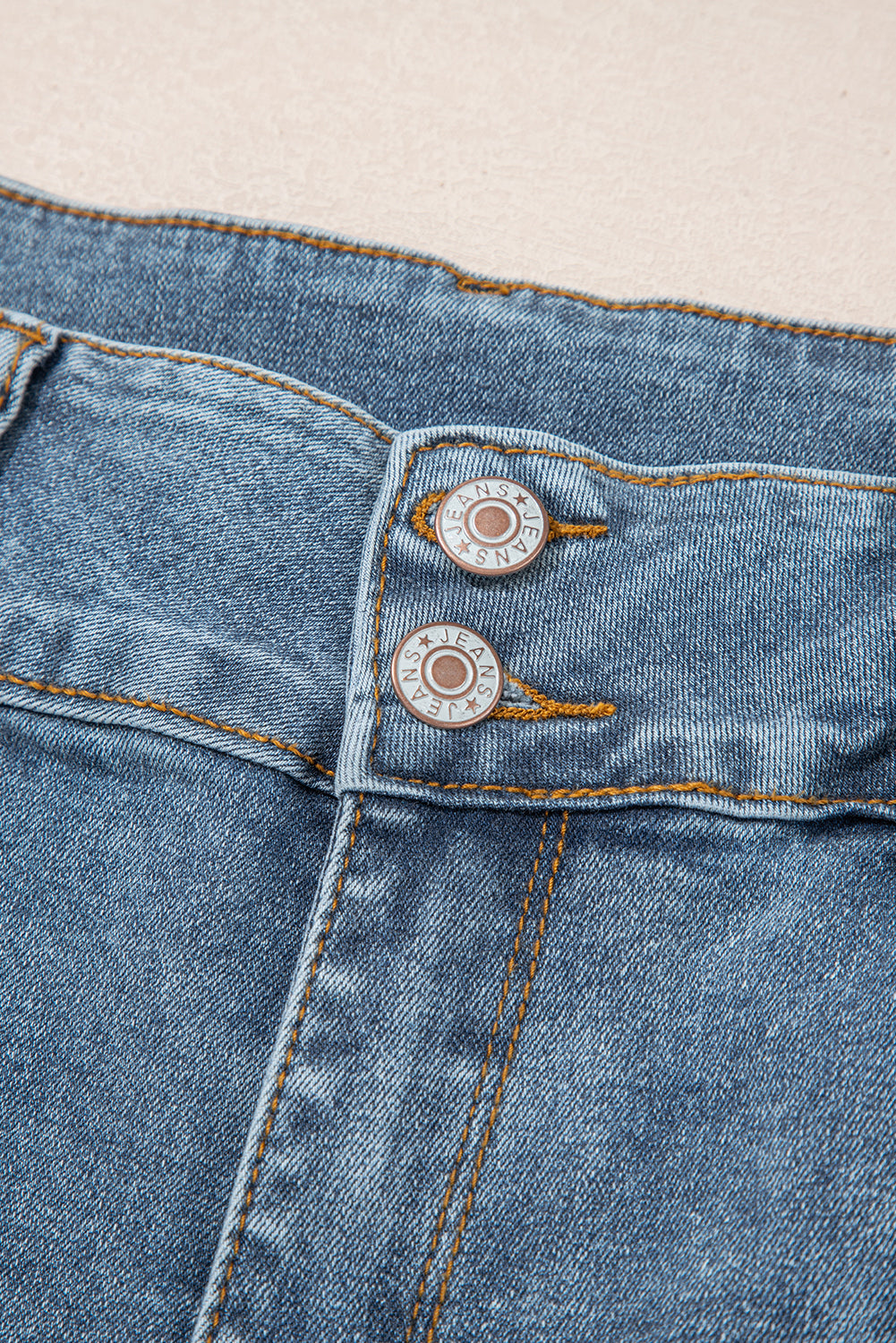 Shop Dusk Blue 2 Button High Waist Piping Trim Bootcut Jeans at LivelyLooks